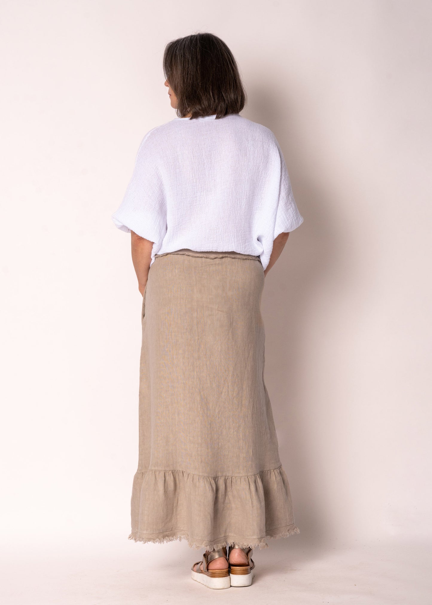 Gessica Linen Skirt in Latte
