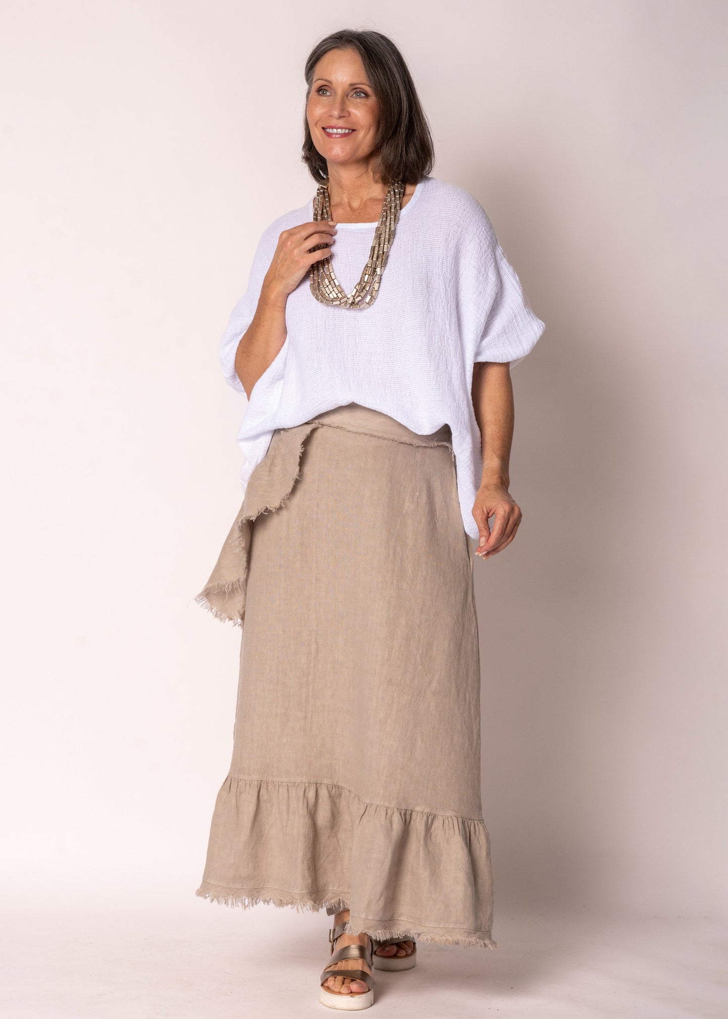 Gessica Linen Skirt in Latte
