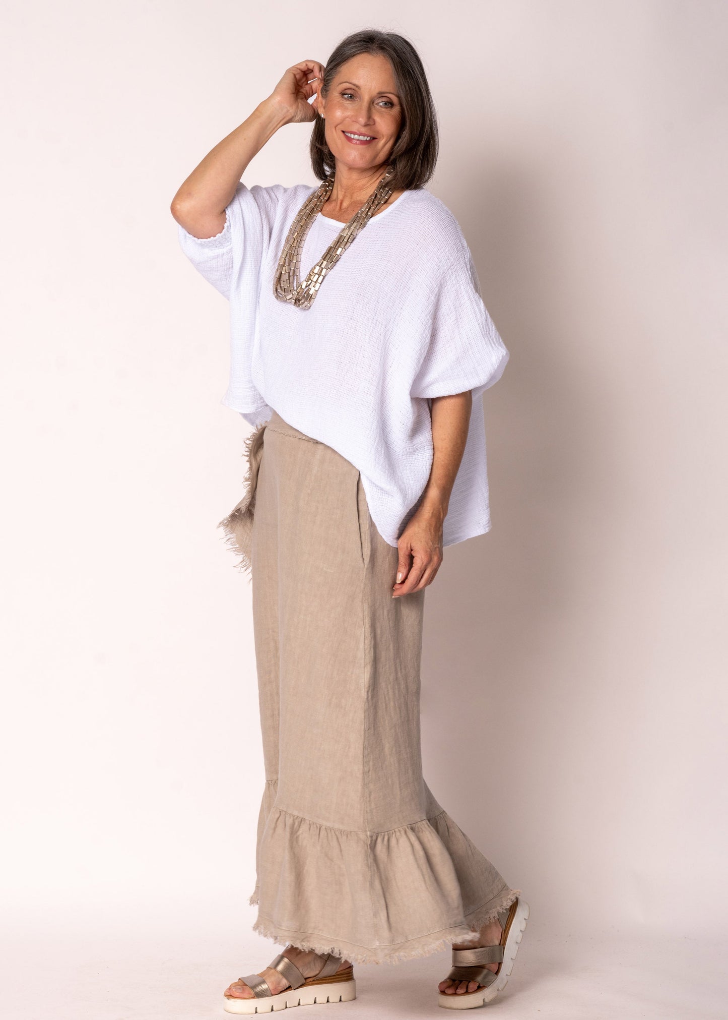 Gessica Linen Skirt in Latte