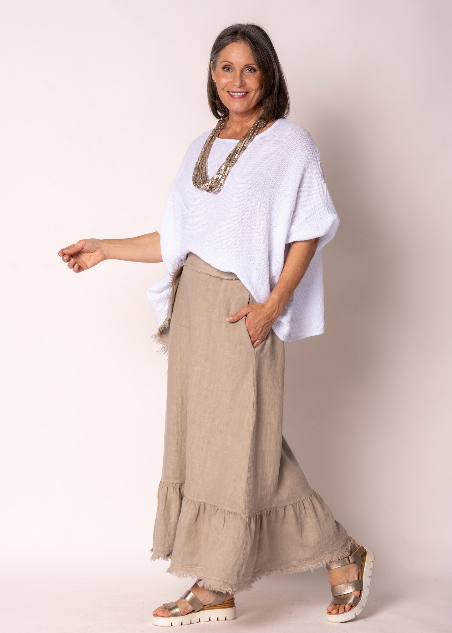 Gessica Linen Skirt in Latte