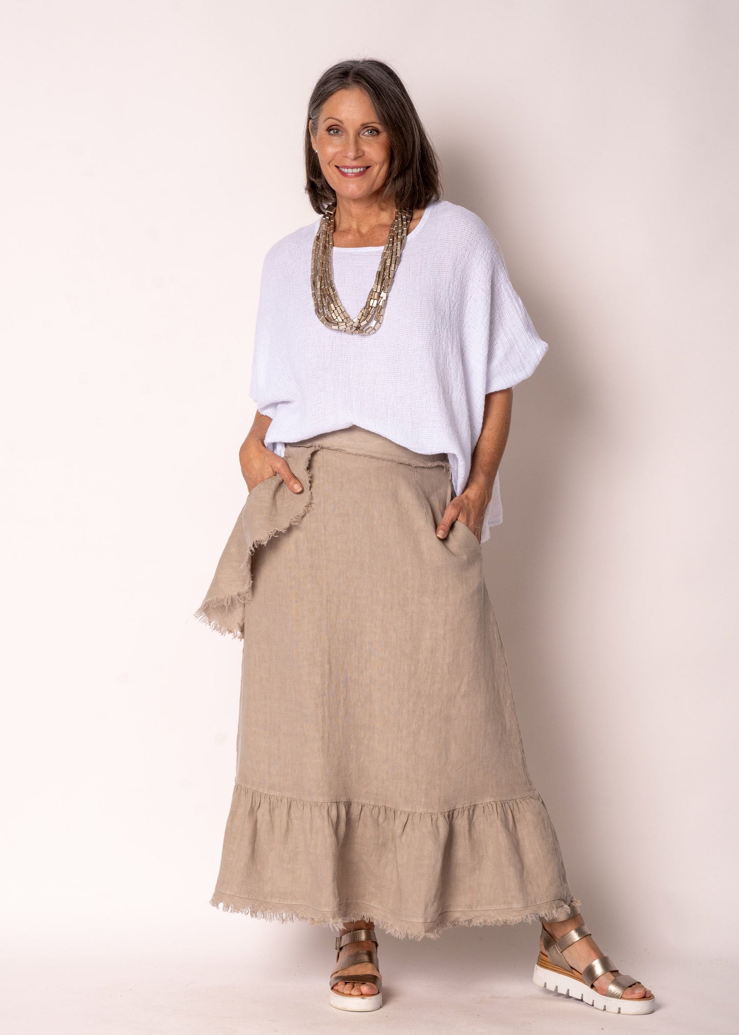 Mallory Linen Top in White