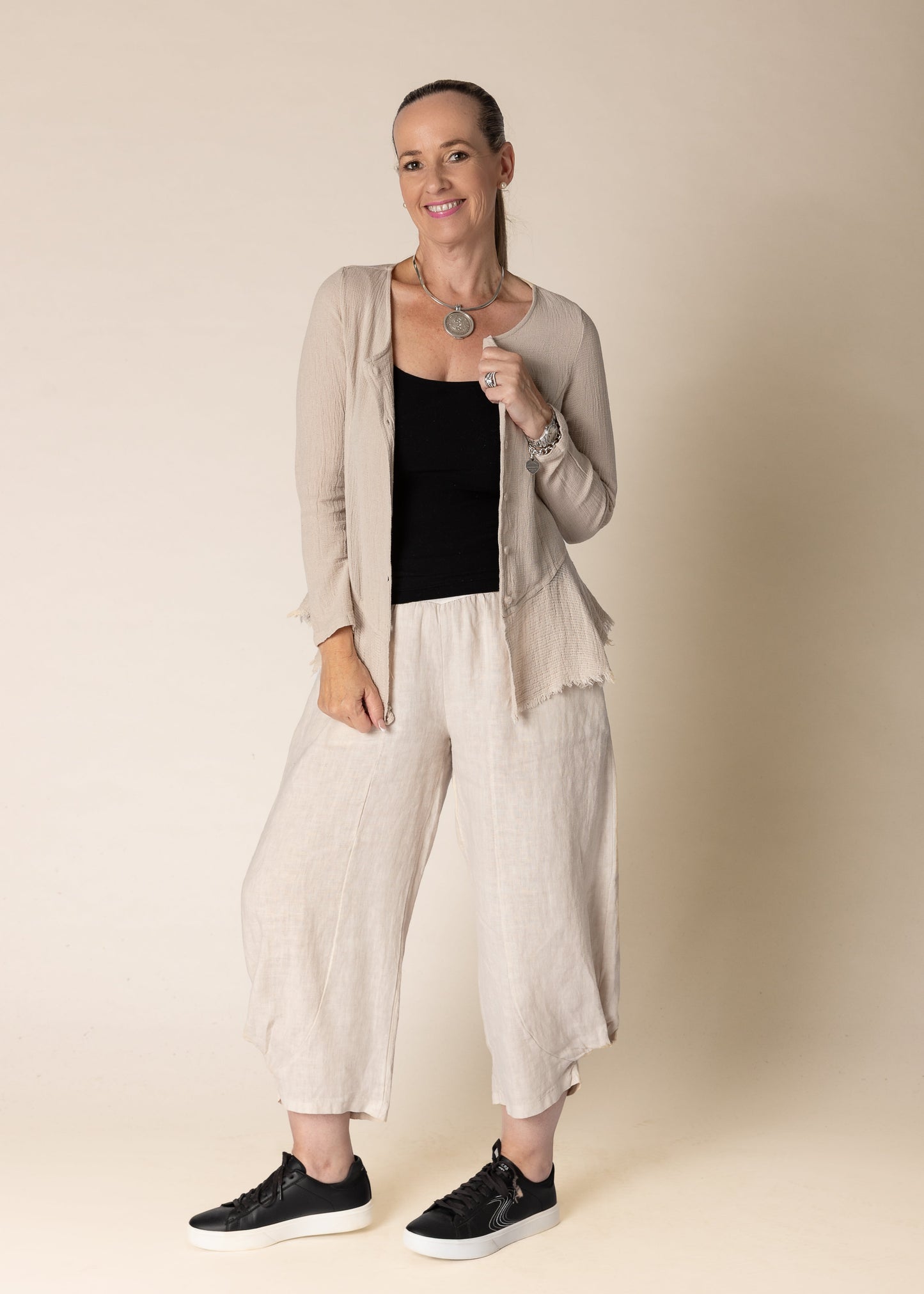 Natalia Linen Jacket in Latte