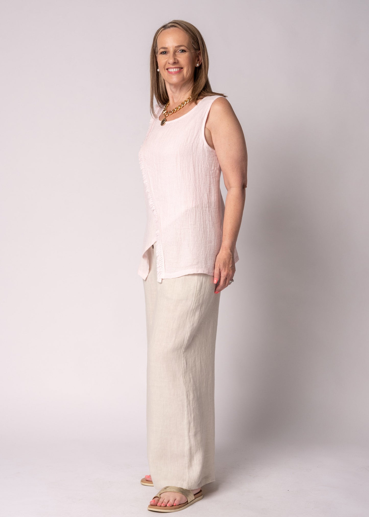 Justine Linen Top in Modena Pink