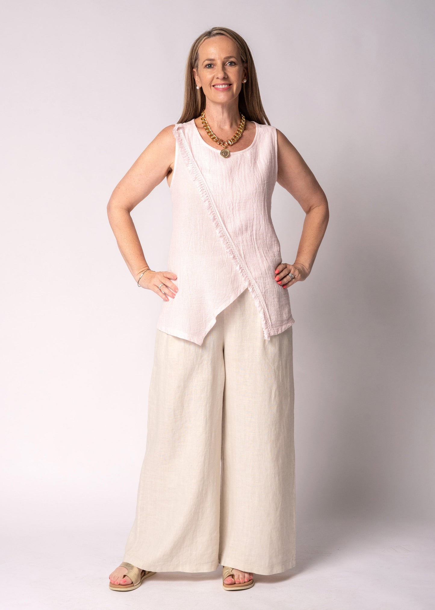 Justine Linen Top in Modena Pink