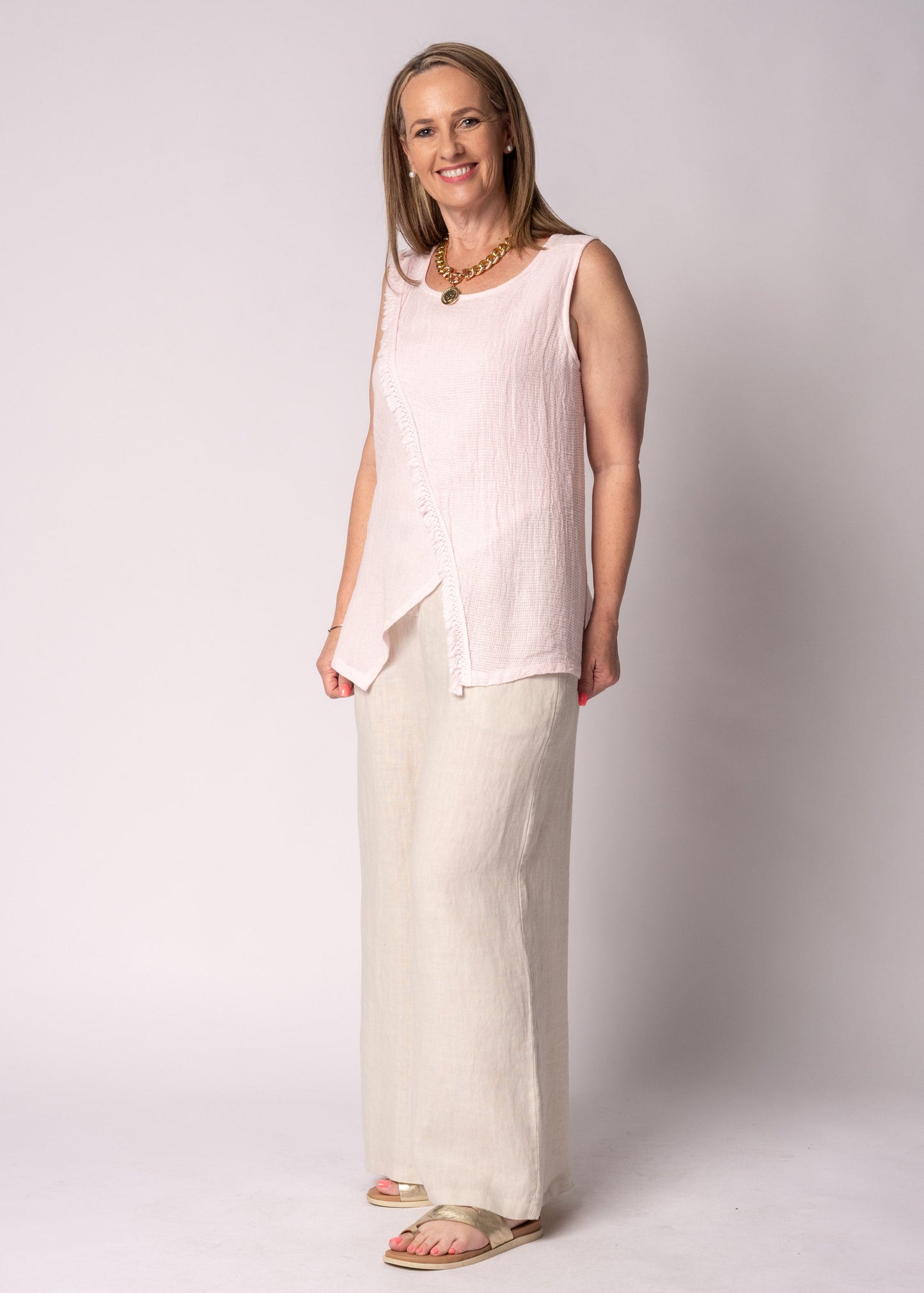 Justine Linen Top in Modena Pink