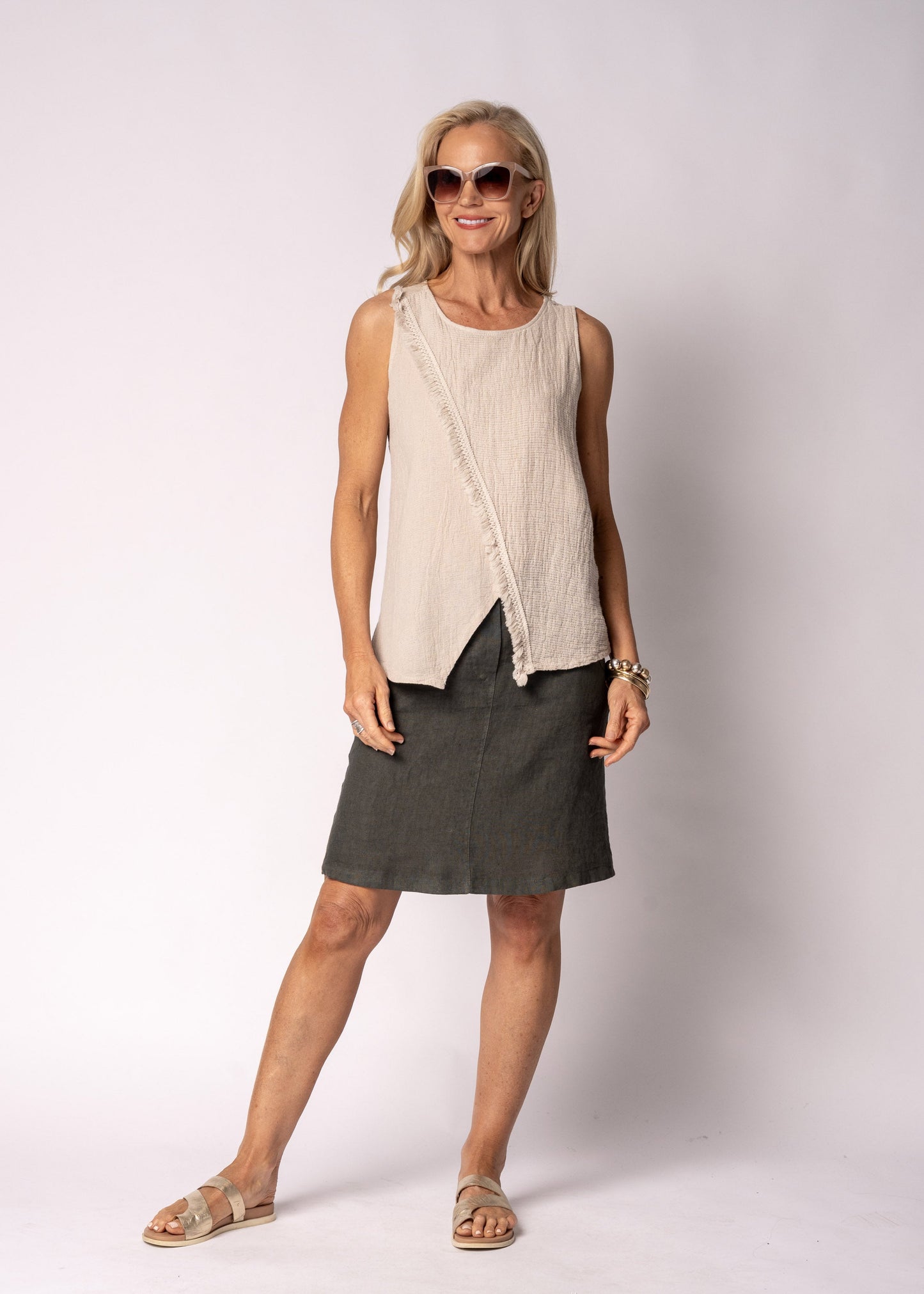 Justine Linen Top in Latte