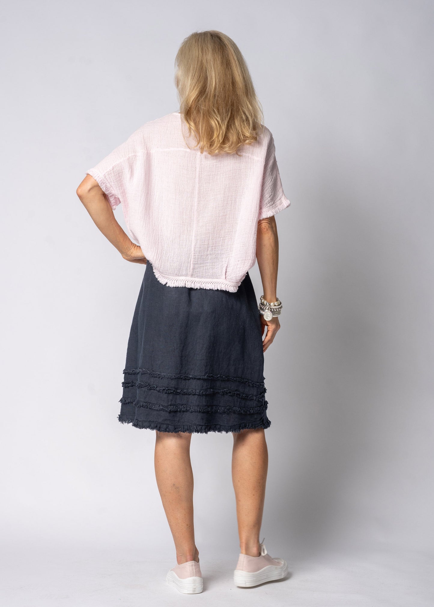 Nixie Linen Top in Modena Pink