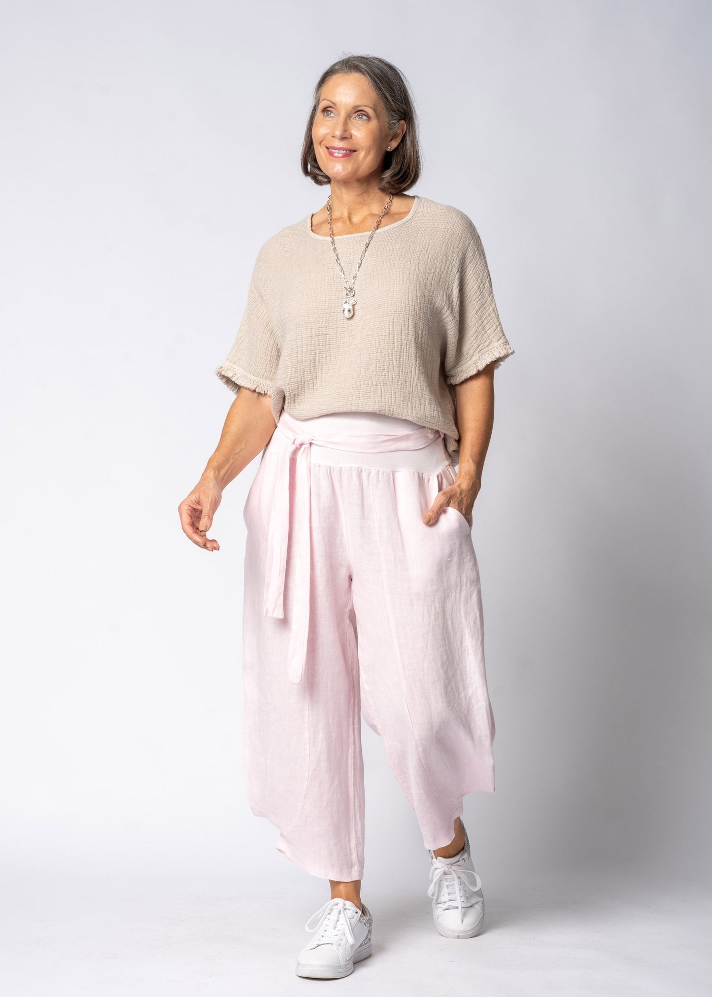 Addison Linen Pant in Modena Pink