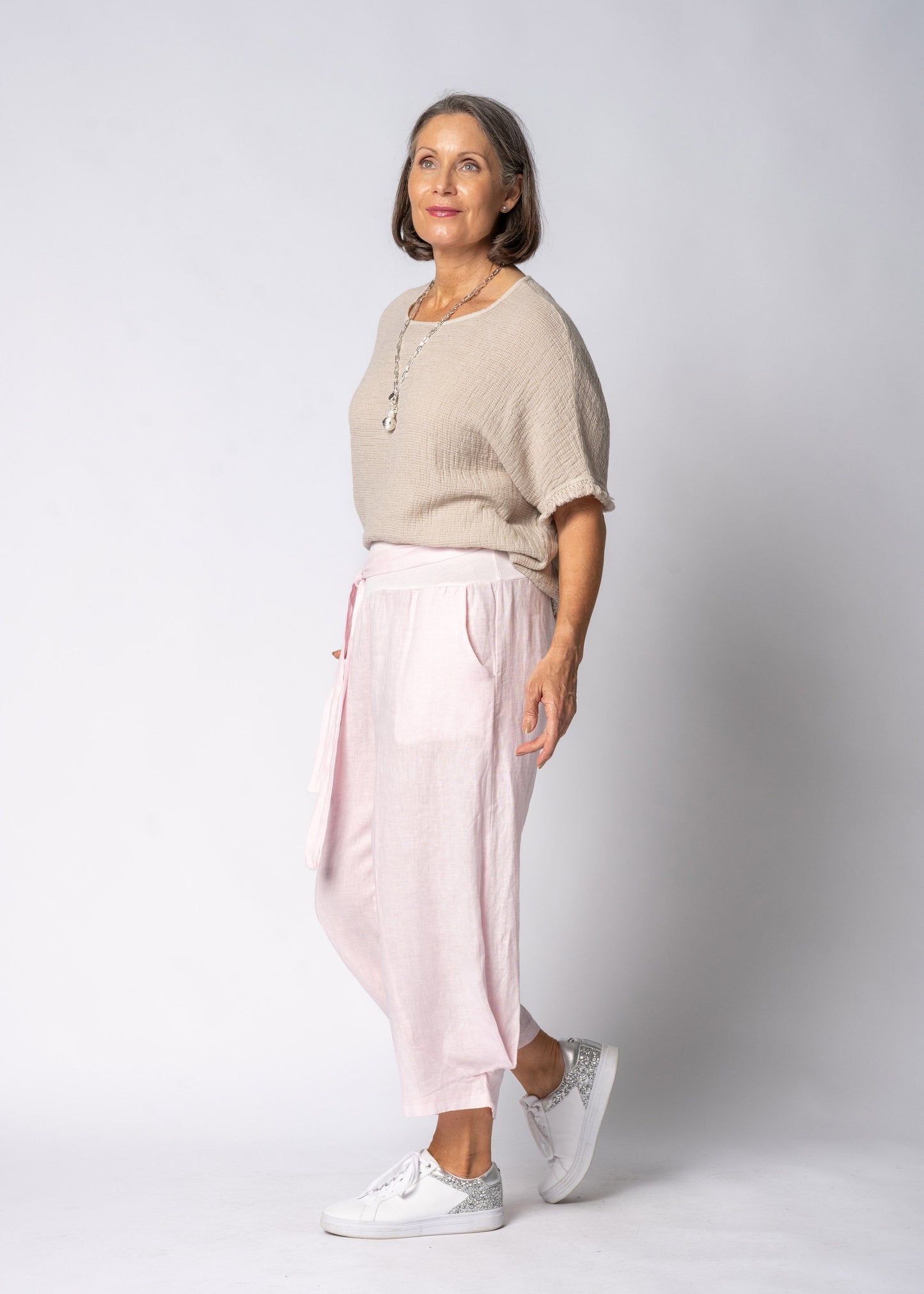 Addison Linen Pant in Modena Pink