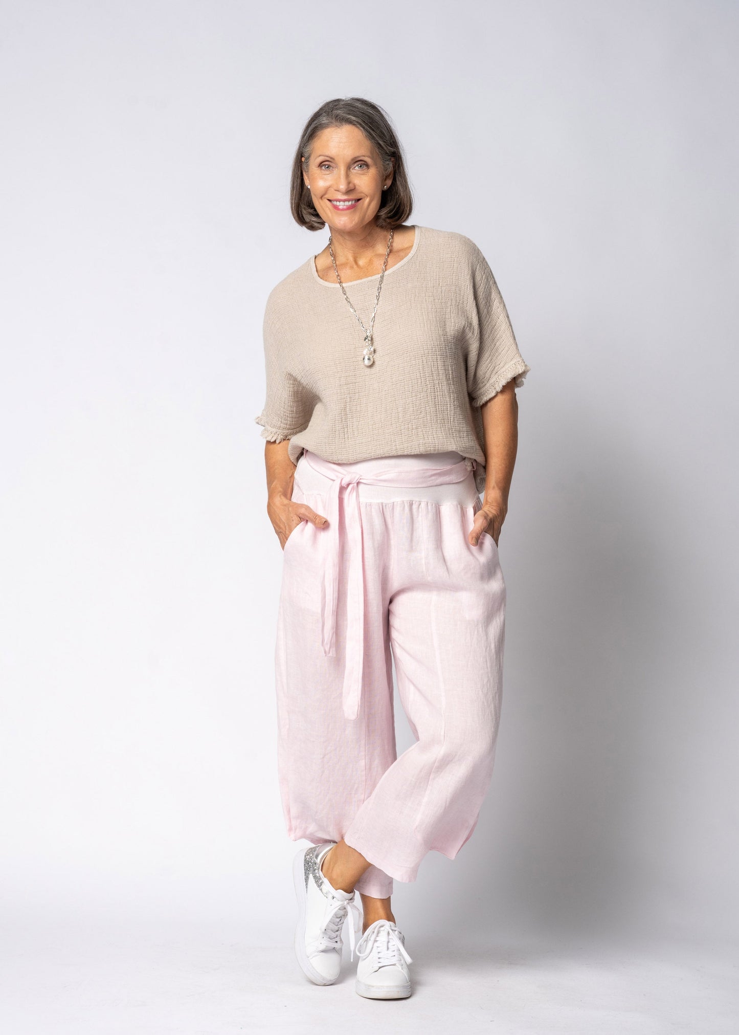 Addison Linen Pant in Modena Pink