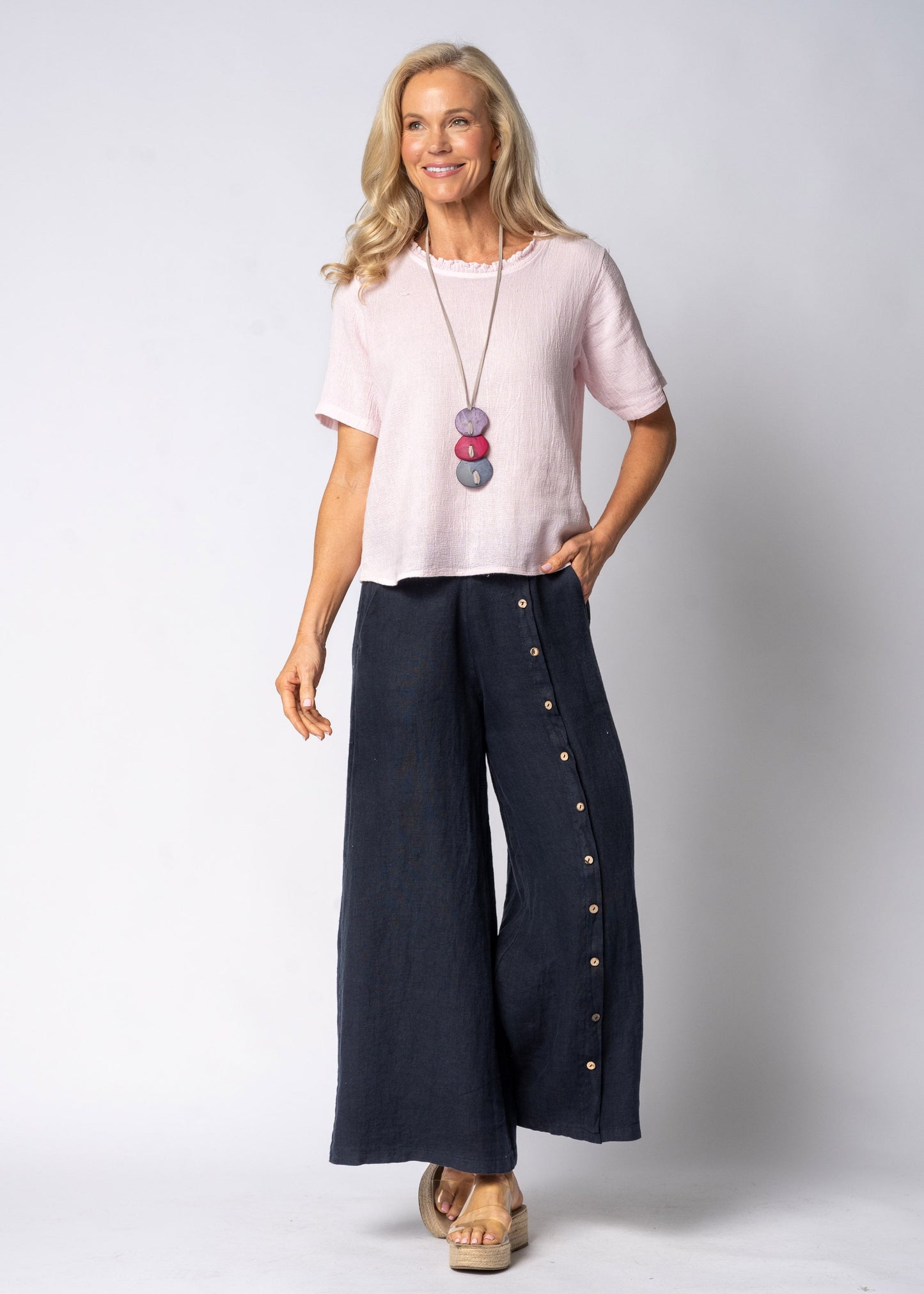 Romara Linen Top in Modena Pink
