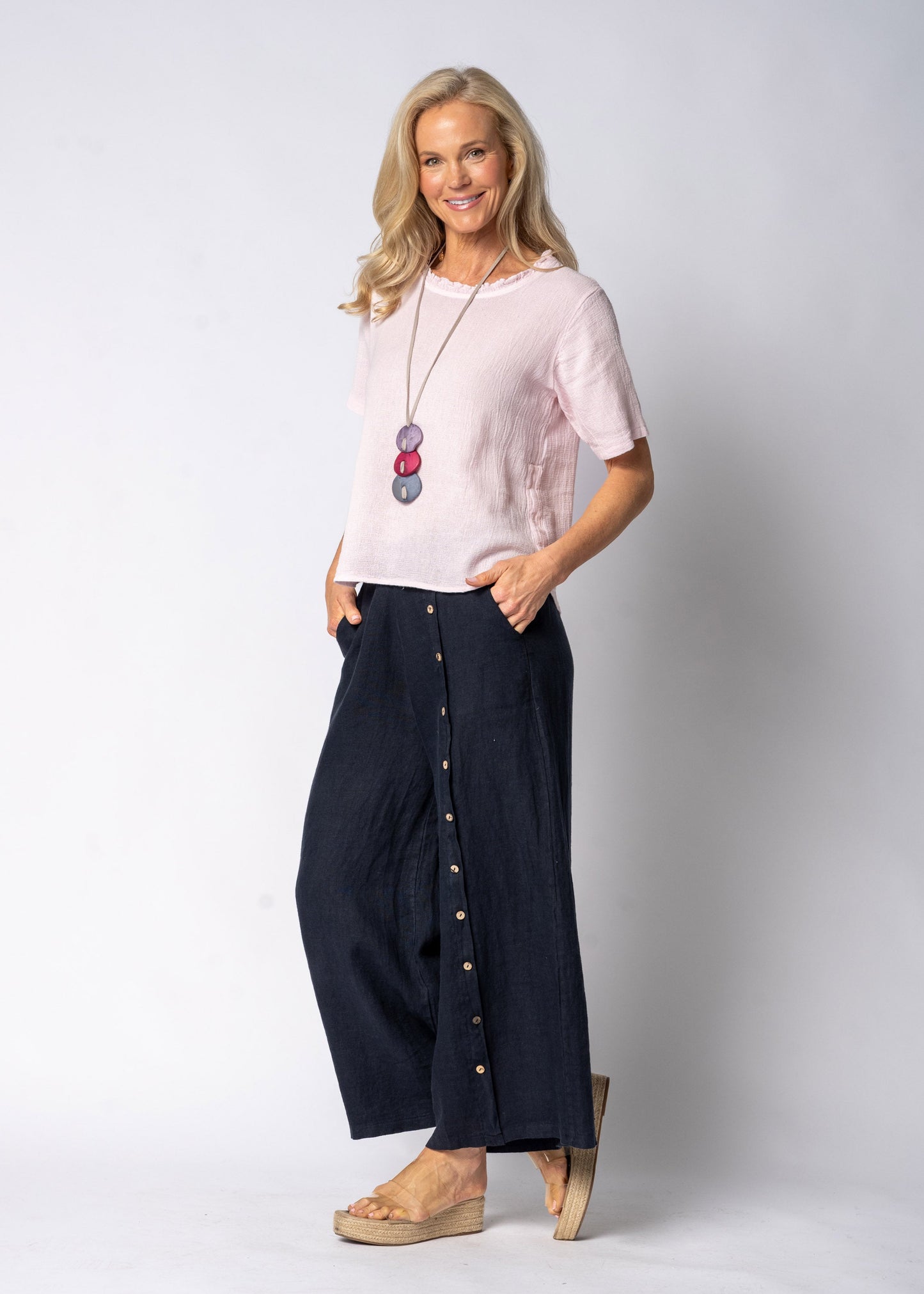Romara Linen Top in Modena Pink