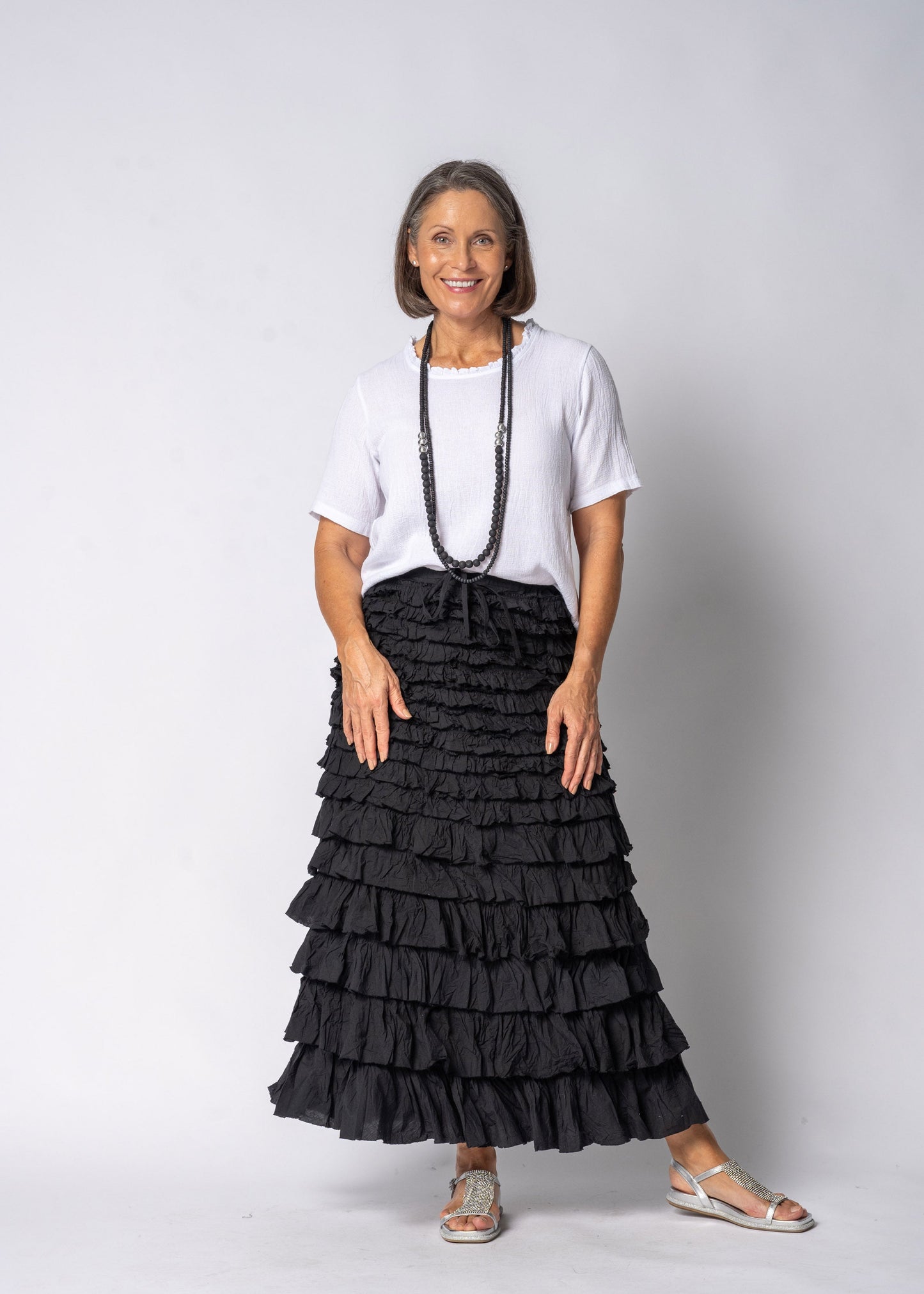 Penelope Frill Skirt in Onyx