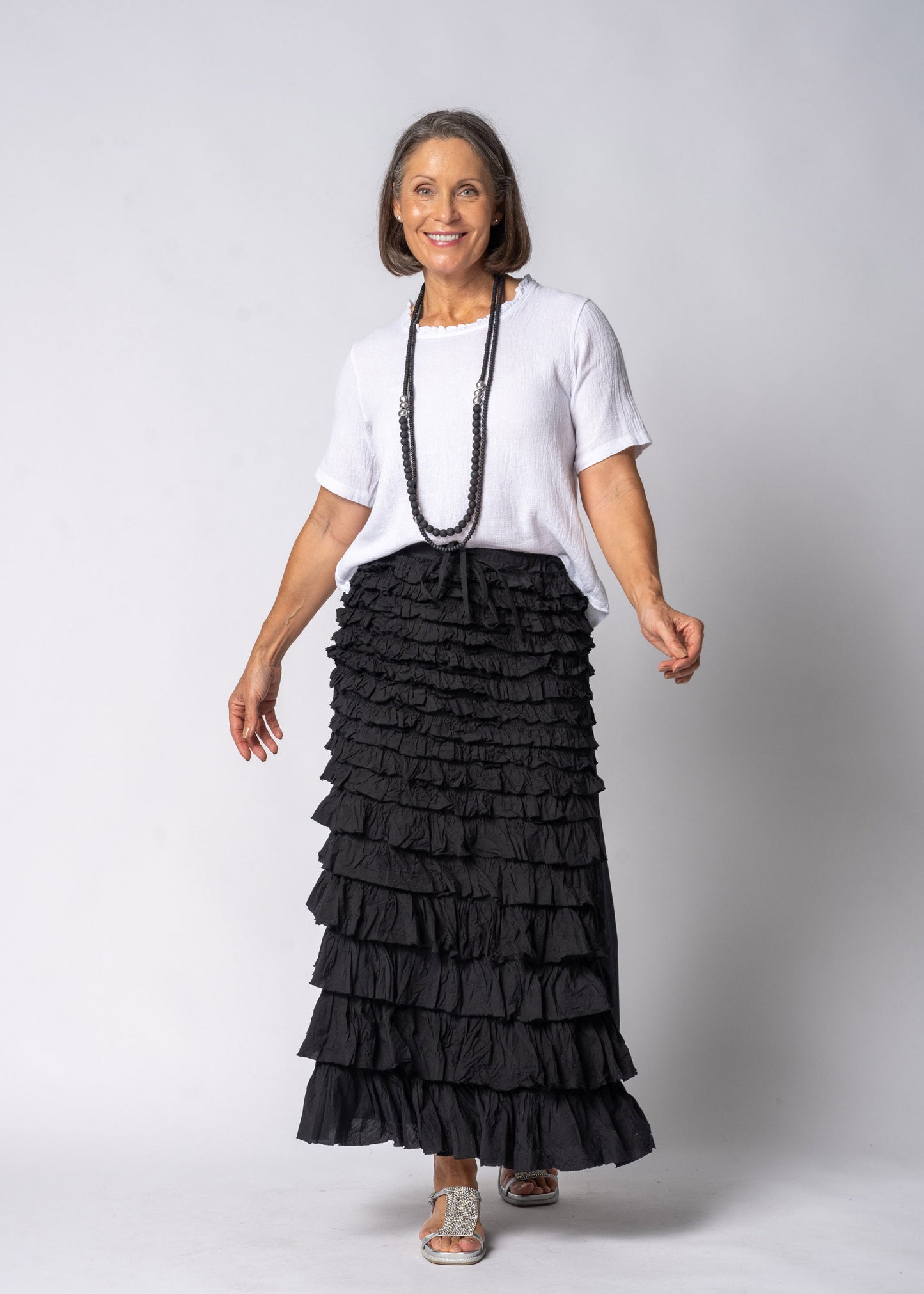 Penelope Frill Skirt in Onyx