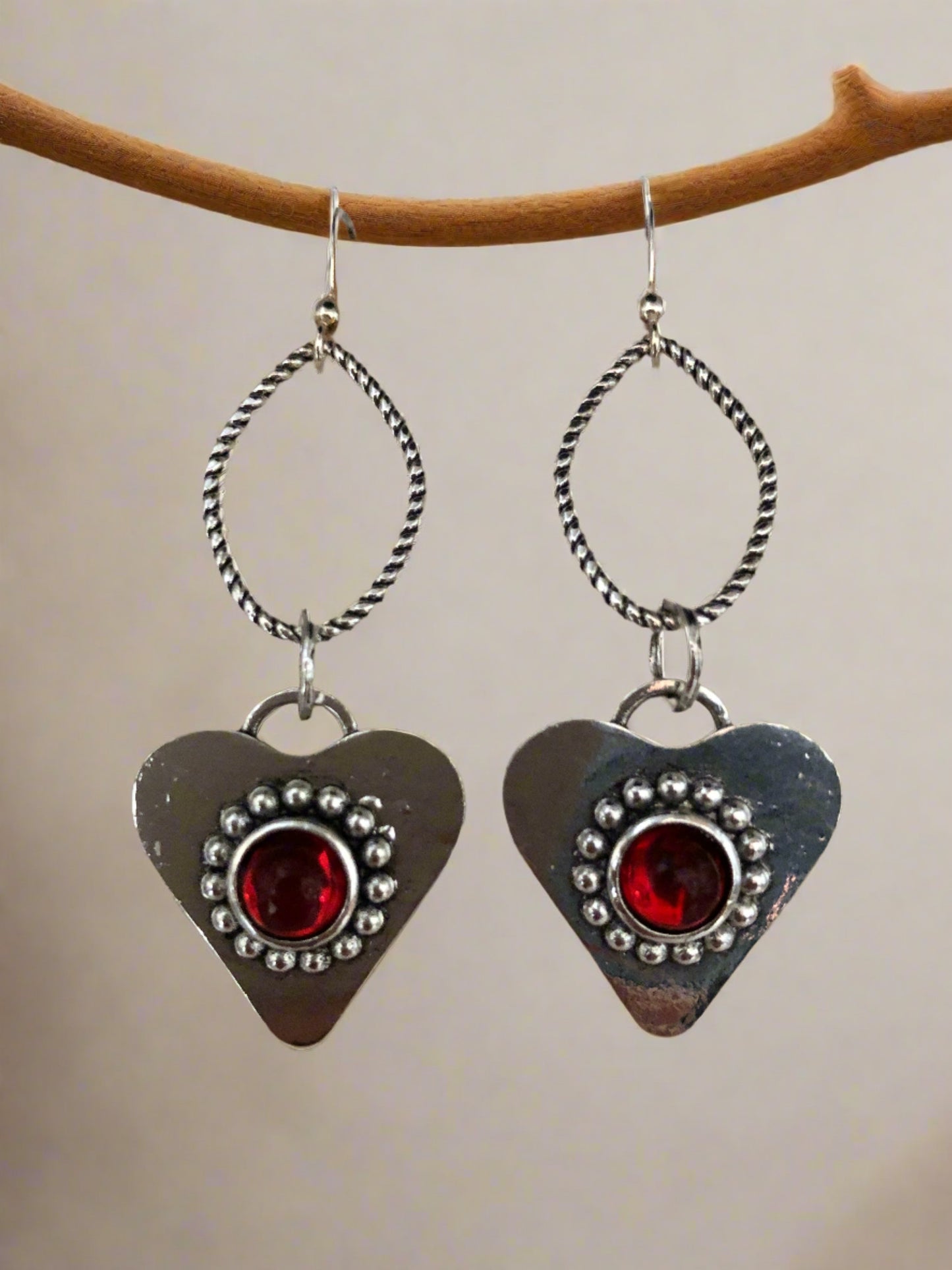 Heart Earrings with Red Accent - Cheeky Goddess