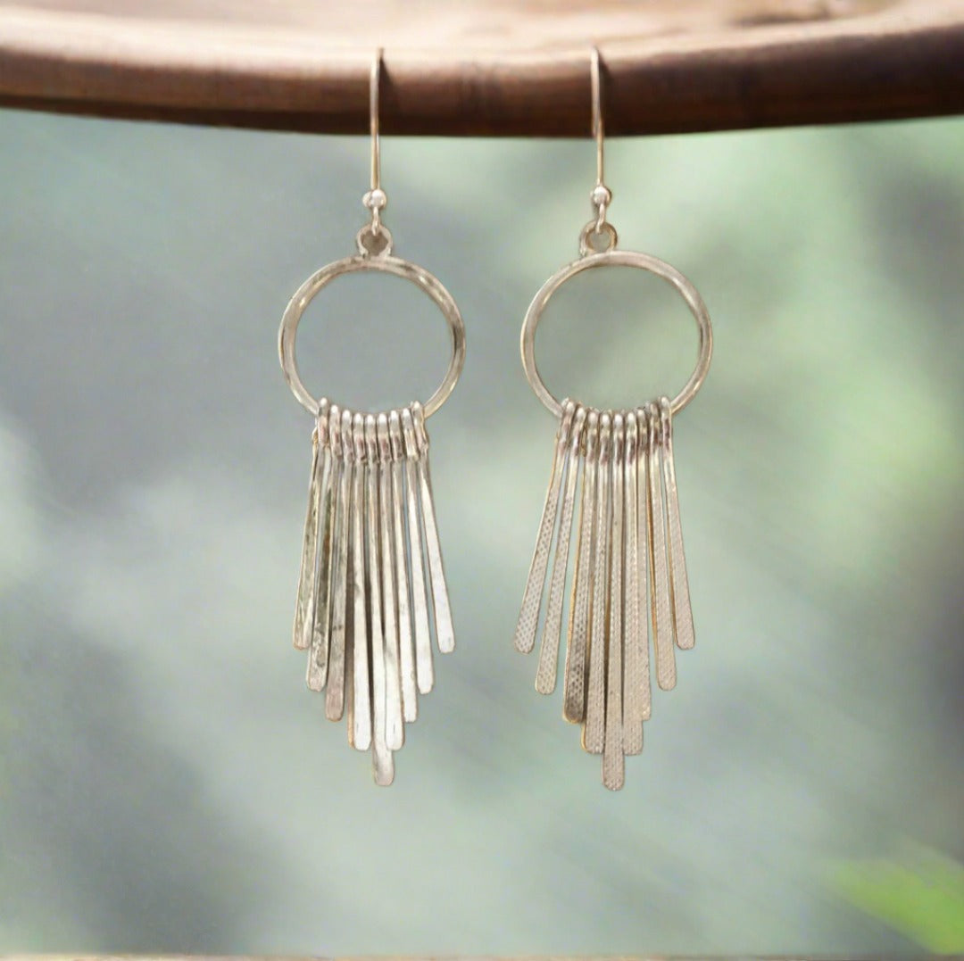 Tribal Earrings with Circle and Paddles - Cheeky Goddess