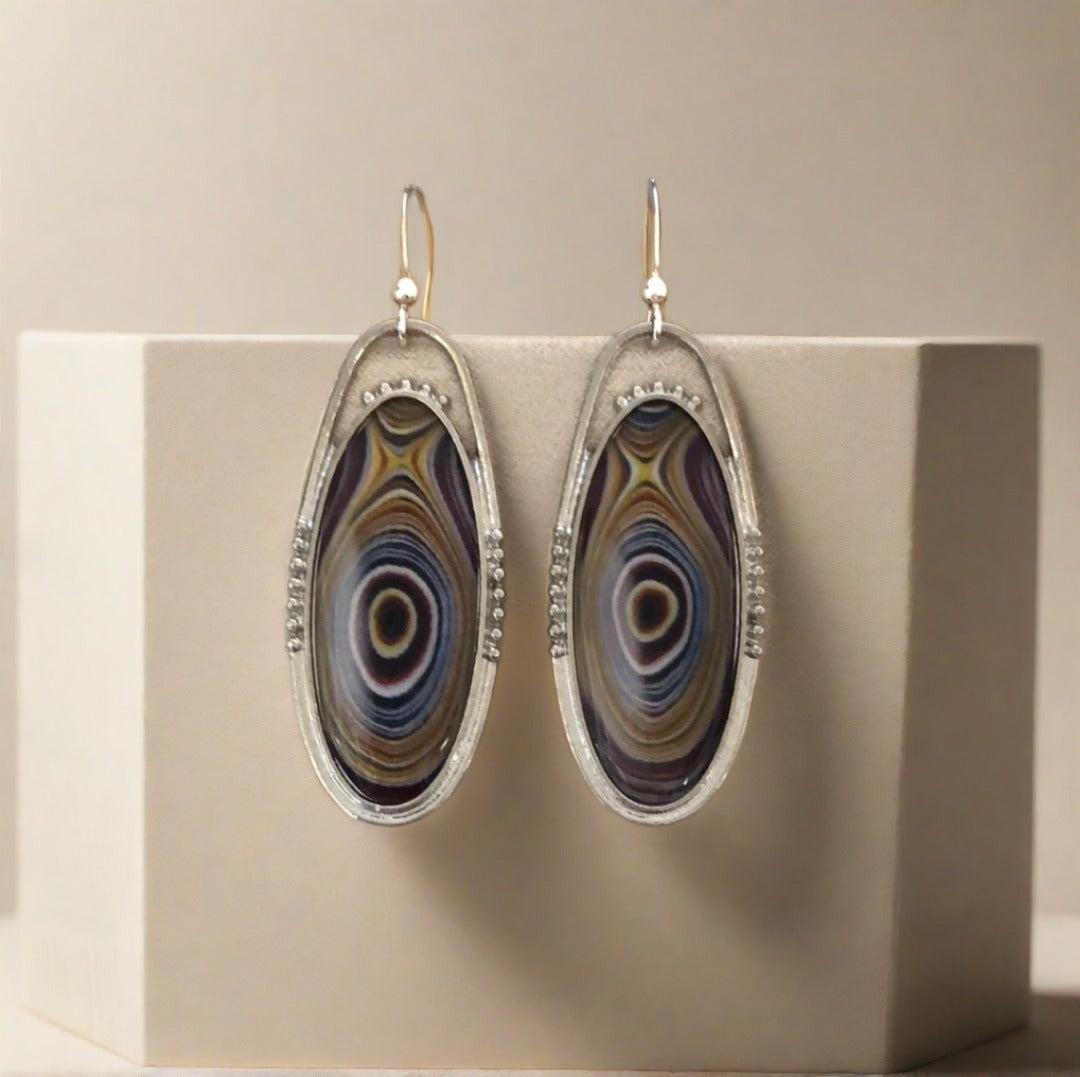 Enamel Swirl Oval Earrings - Cheeky Goddess