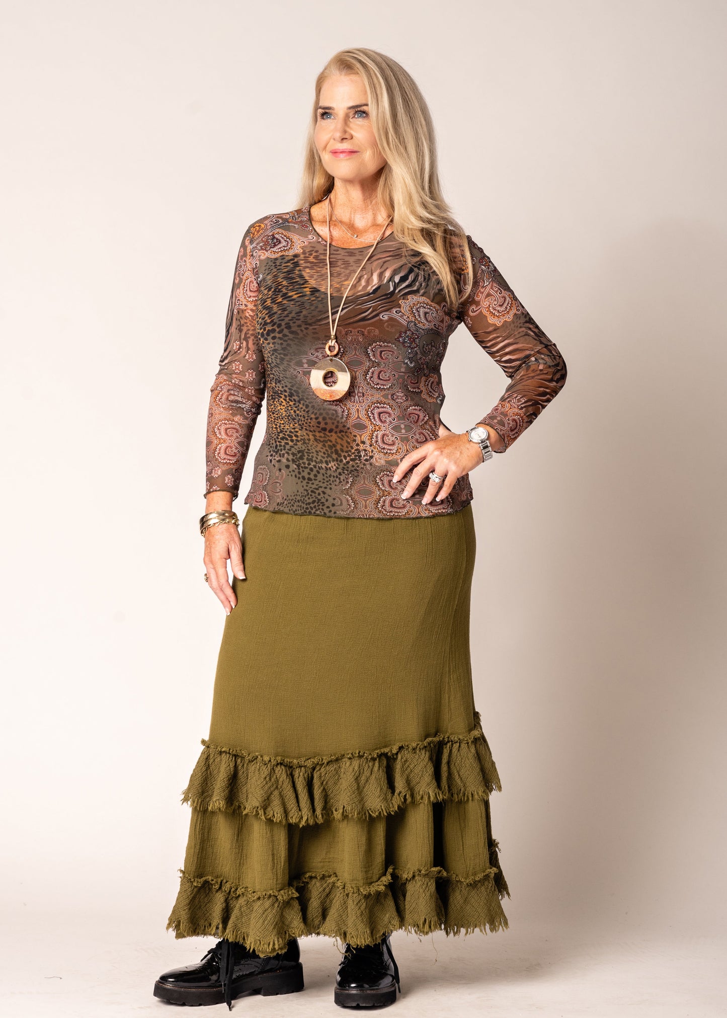 Dayma Skirt in Green Olive