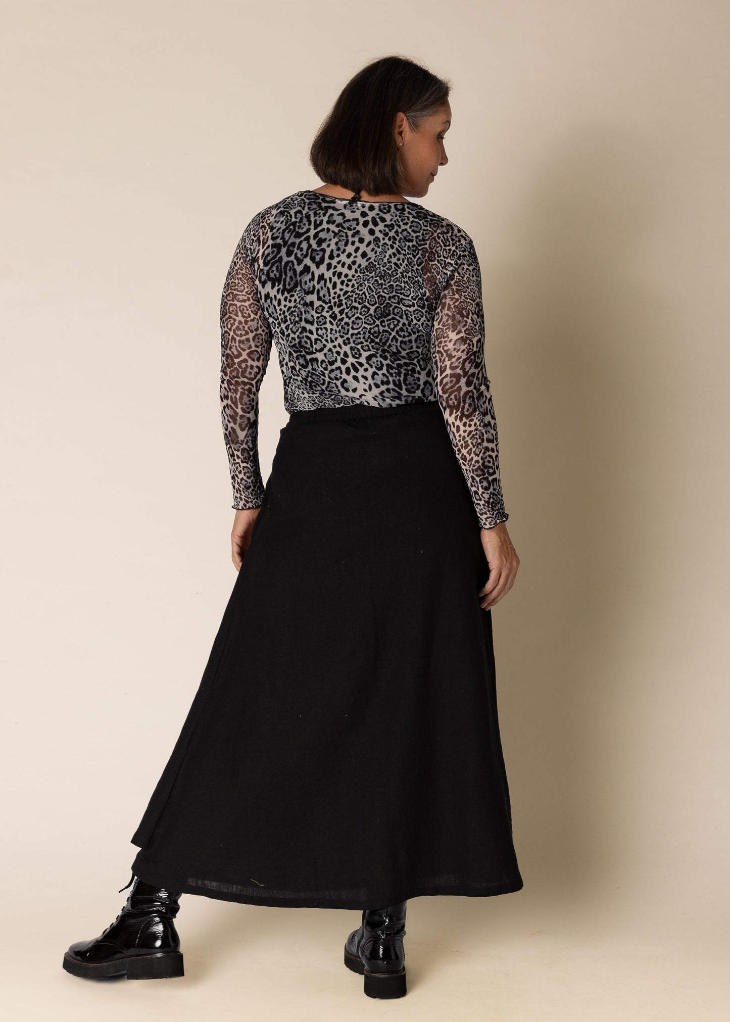 Remington Linen Skirt in Onyx