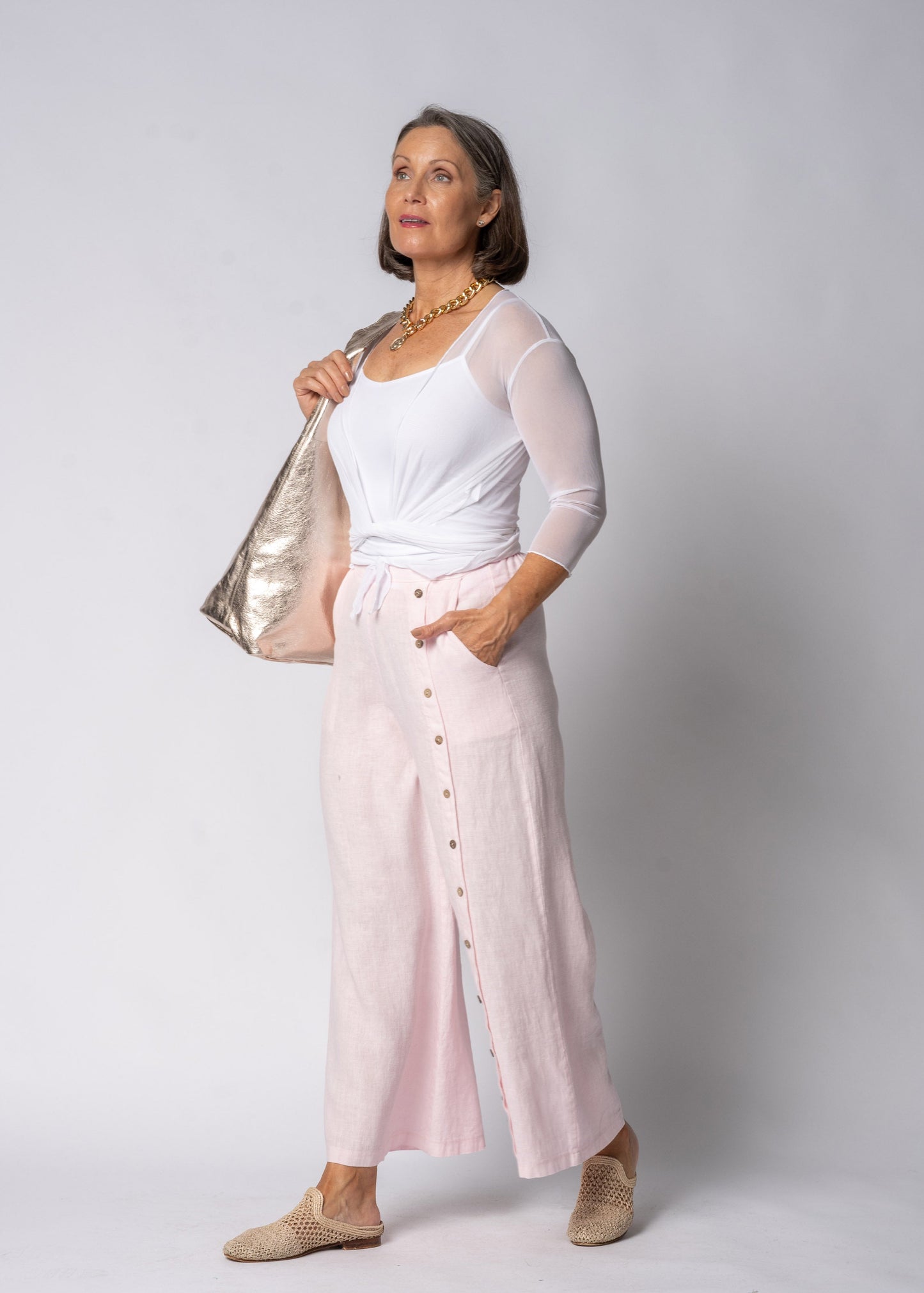 Clair Linen Pants in Modena Pink
