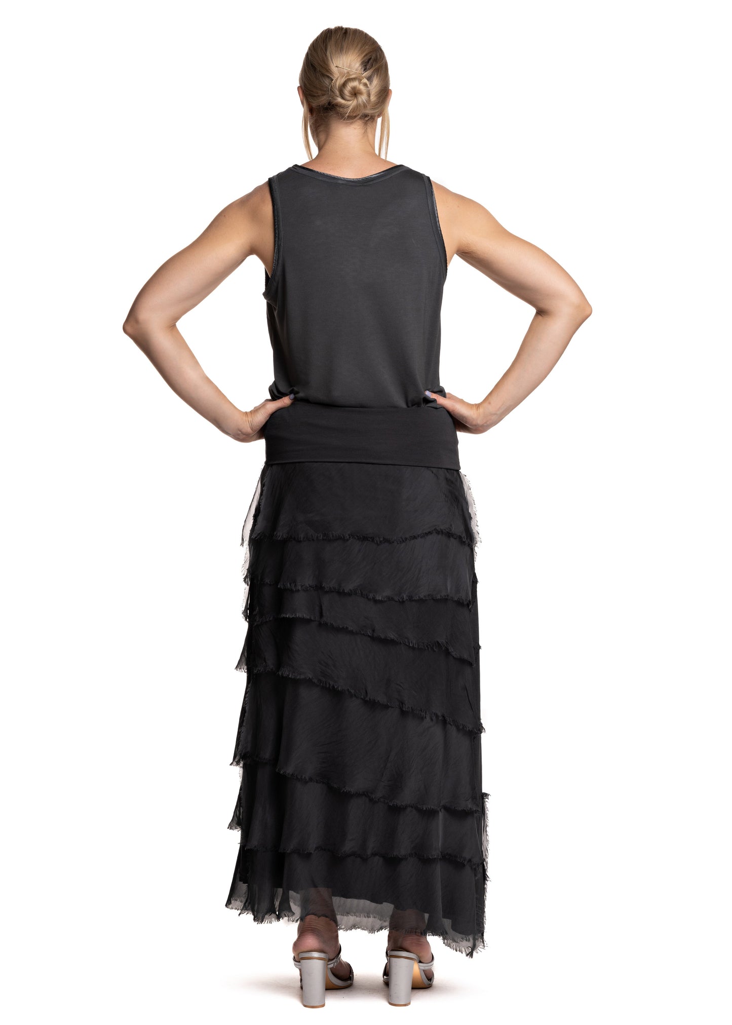 Fifi Silk Skirt in Granite