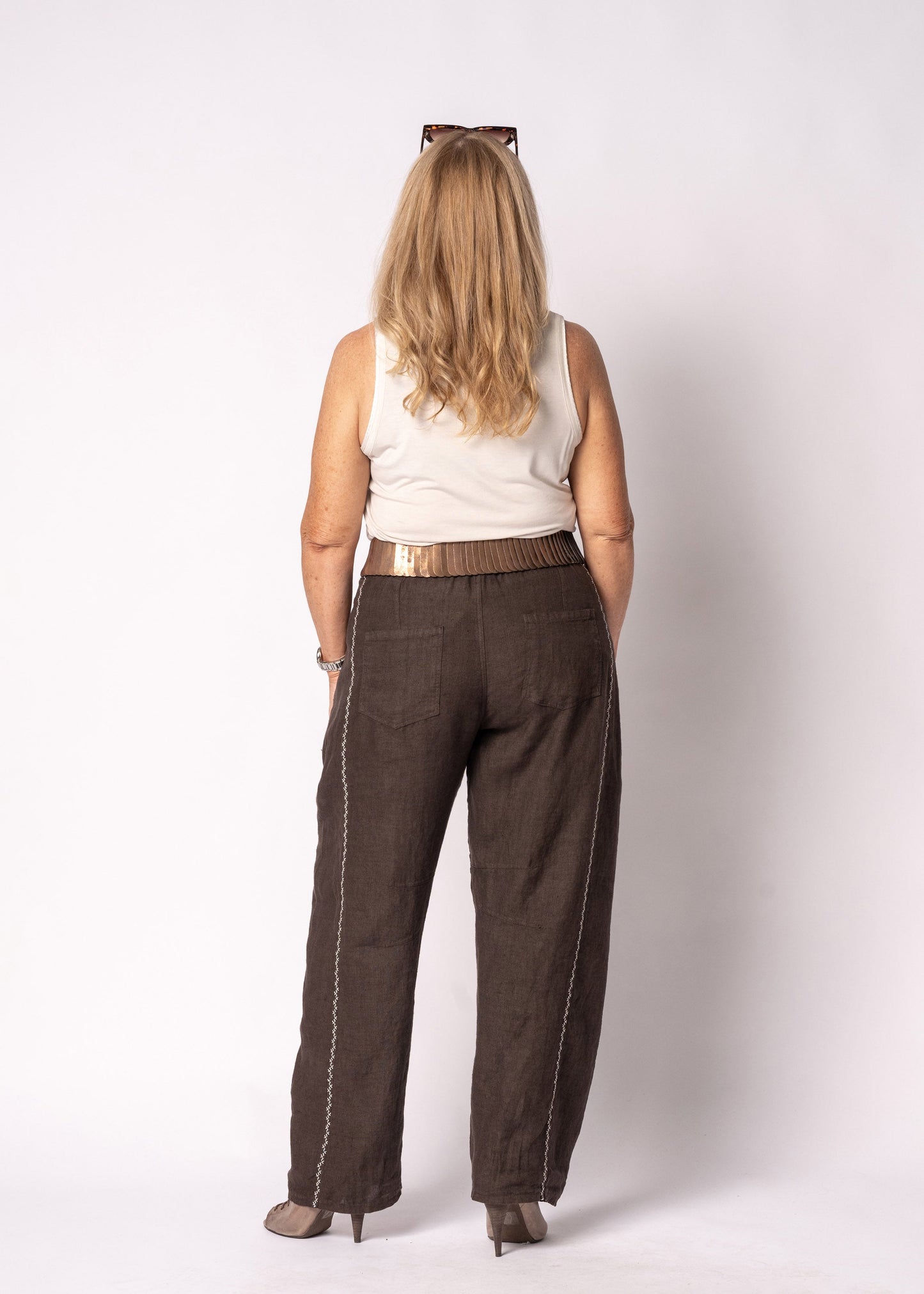 Wendy Linen Pants in Chocolate Truffle