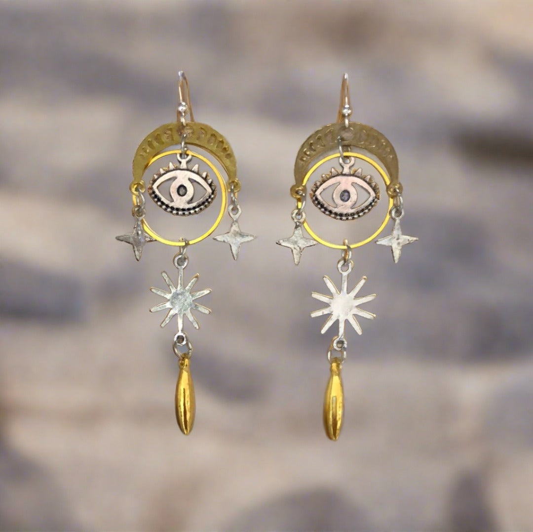 Star and Eye Drop Earrings - Cheeky Goddess