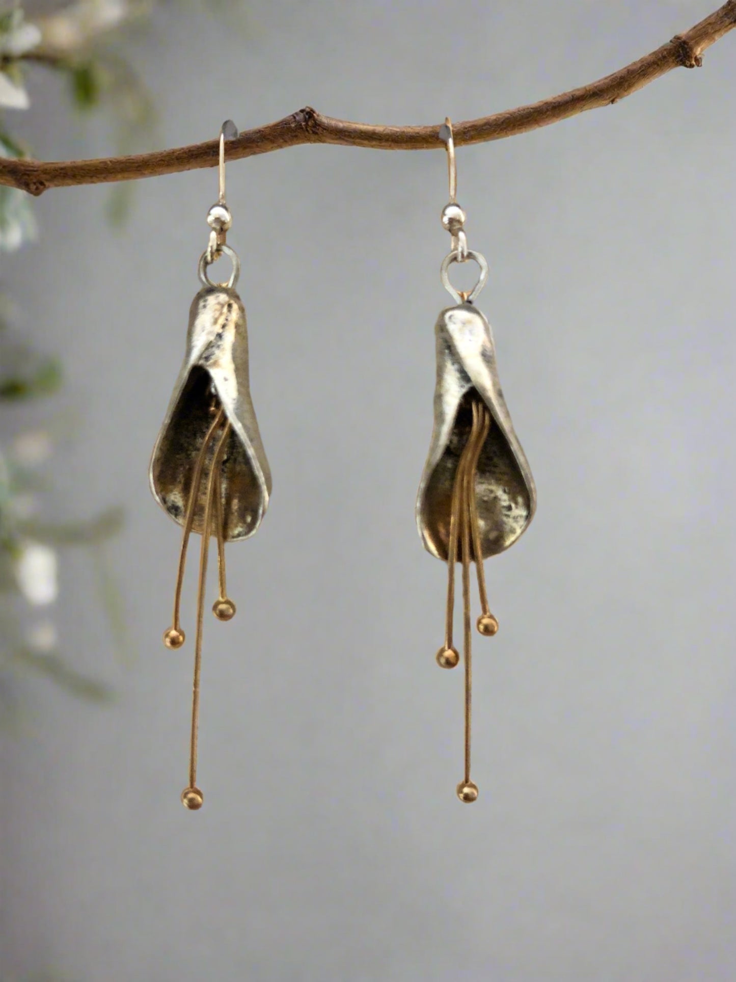 Flower Drop Earrings with Gold Accents - Cheeky Goddess