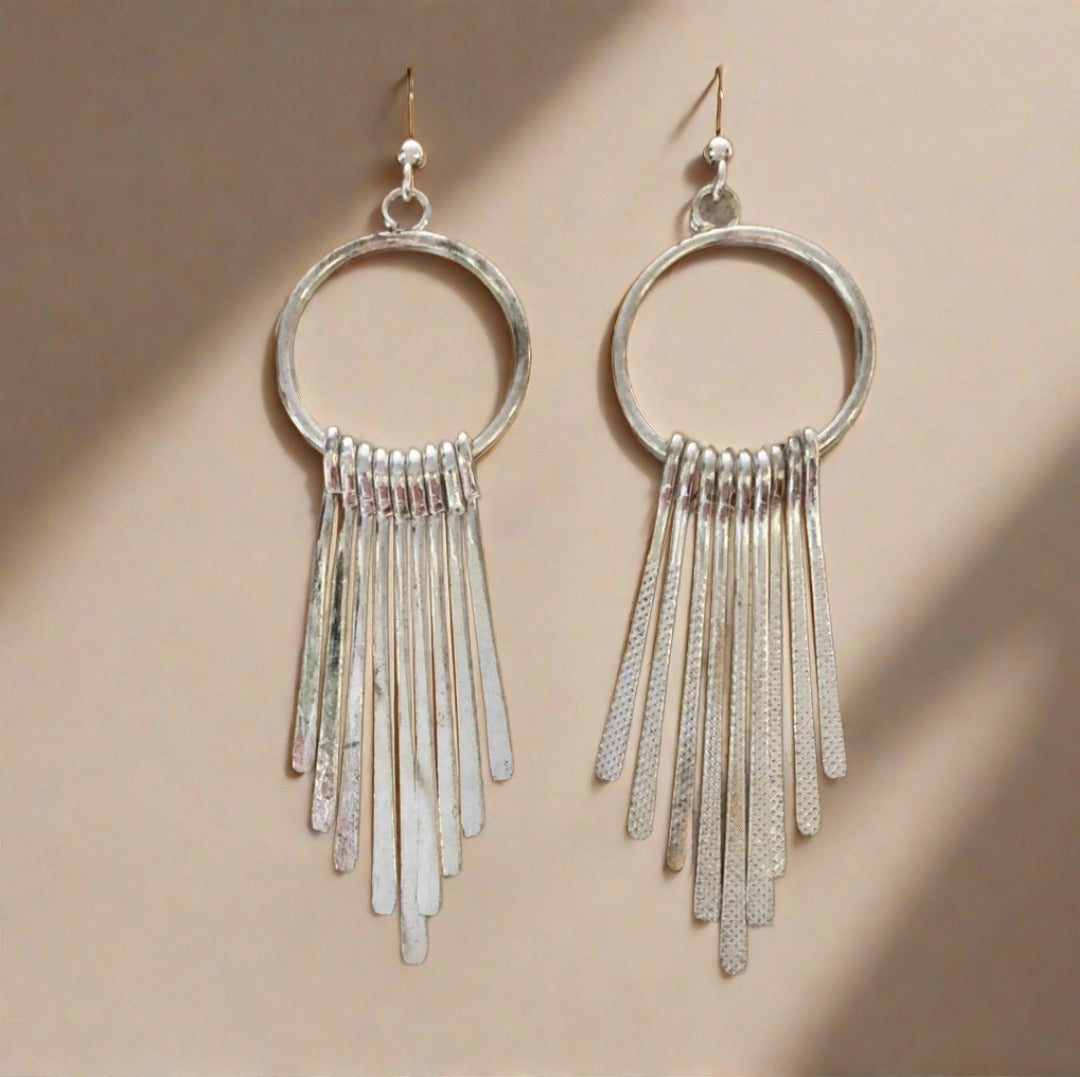 Tribal Earrings with Circle and Paddles - Cheeky Goddess