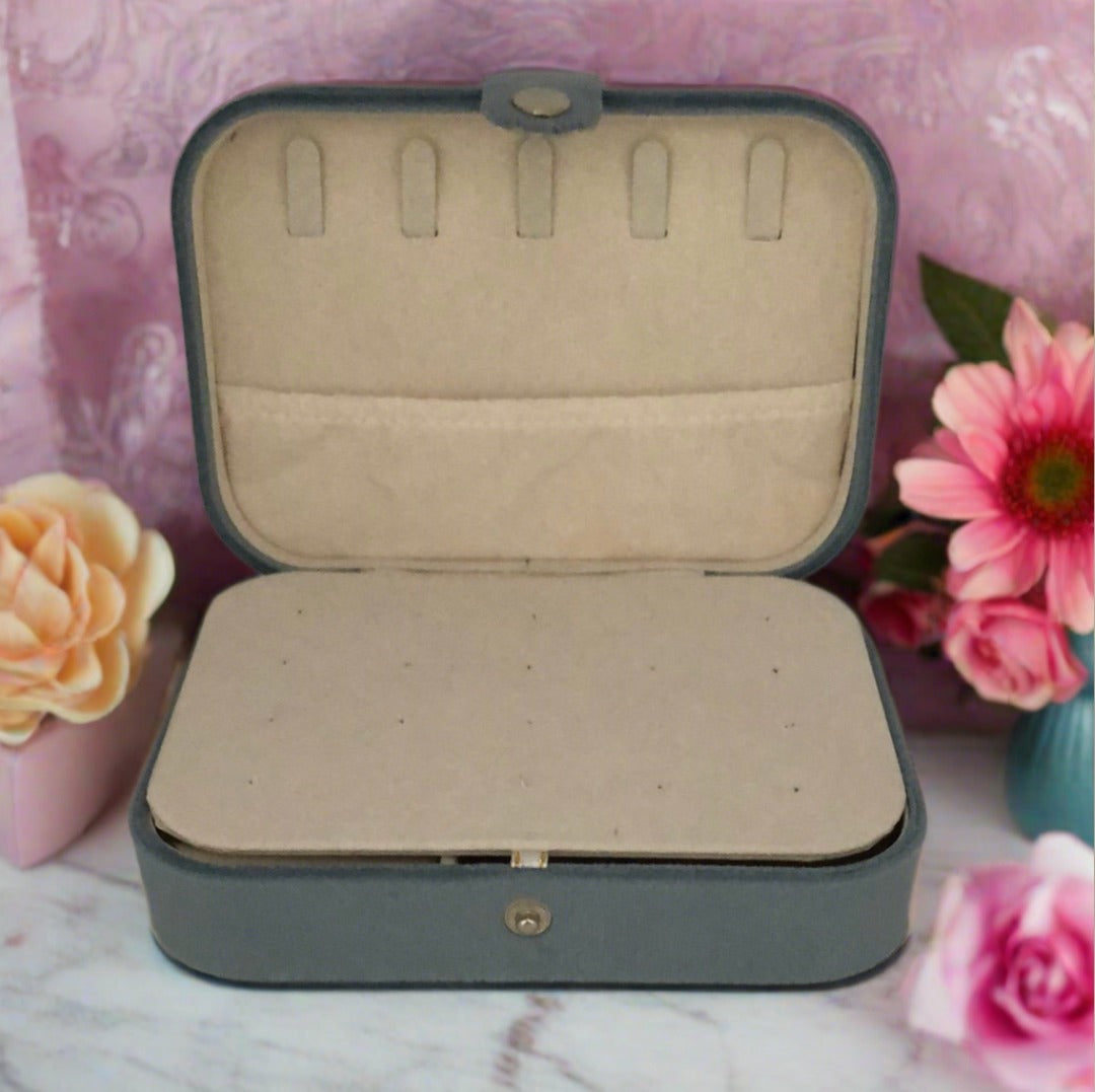 Velvet Jewellery Box - Plain - Light Blue - For Dresser or Travel - Cheeky Goddess