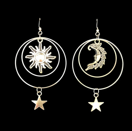 Sun Moon and Star Drop Earrings - Cheeky Goddess