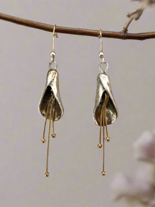 Flower Drop Earrings with Gold Accents - Cheeky Goddess