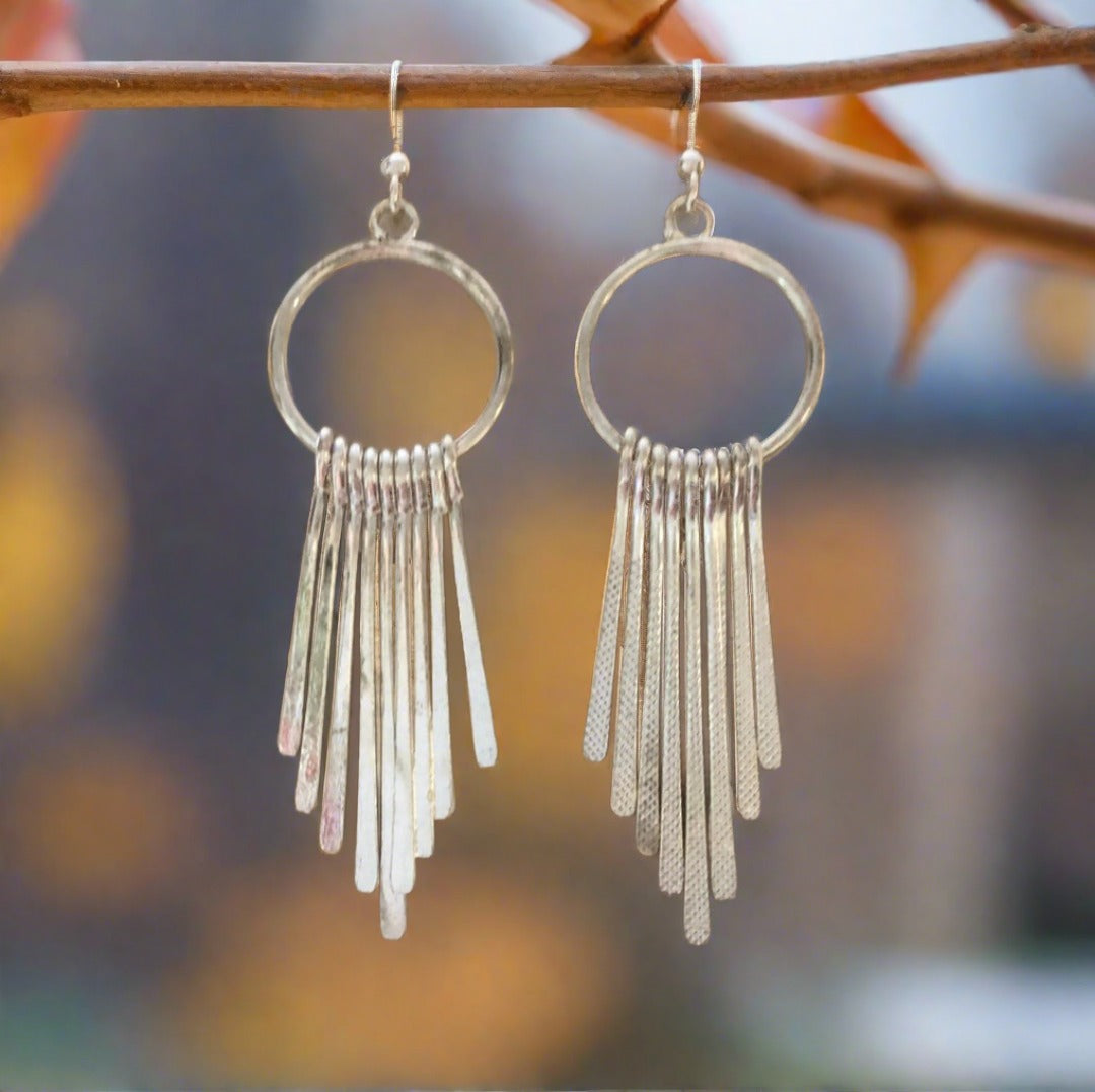 Tribal Earrings with Circle and Paddles - Cheeky Goddess