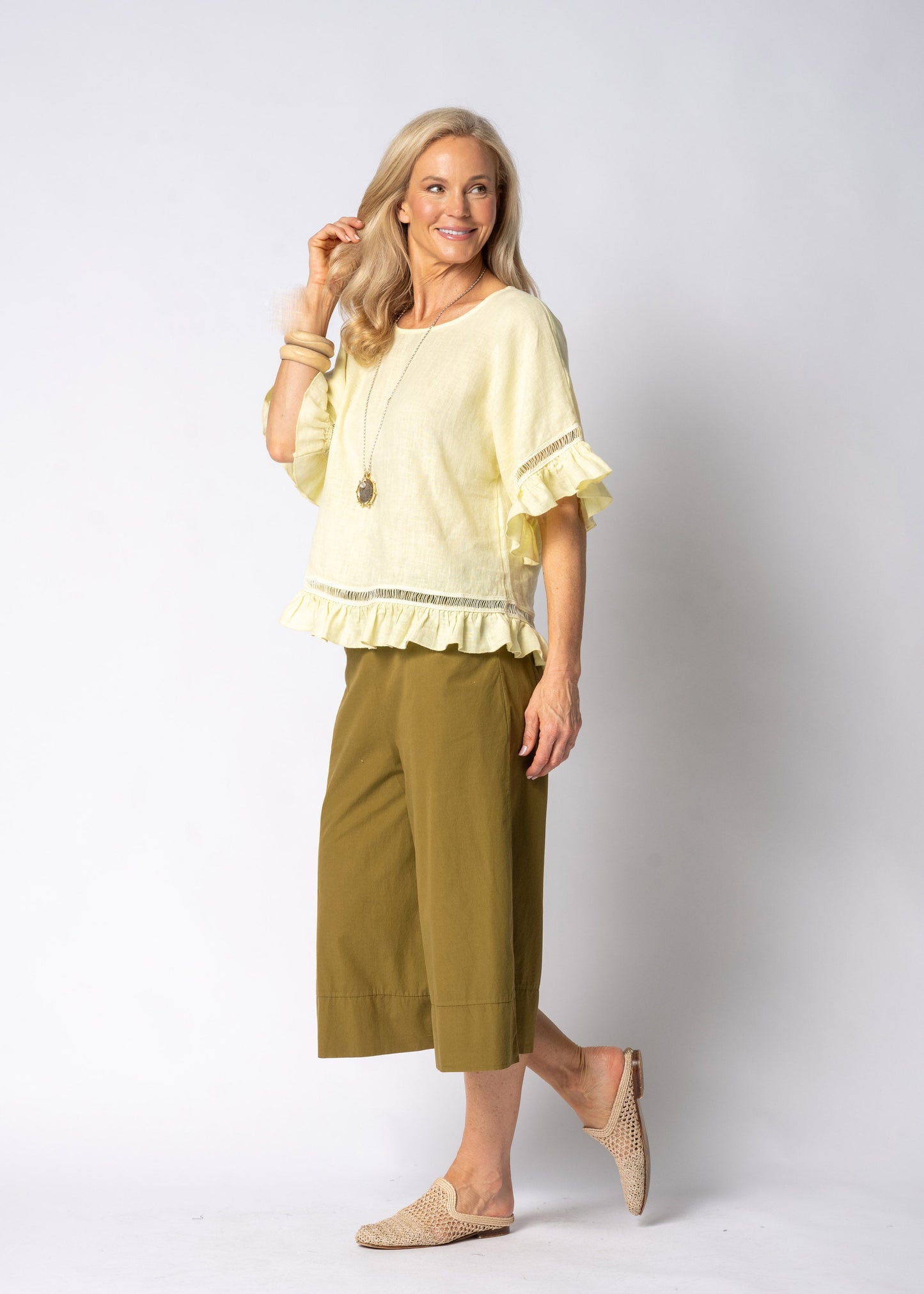 Malika Pants in Green Olive