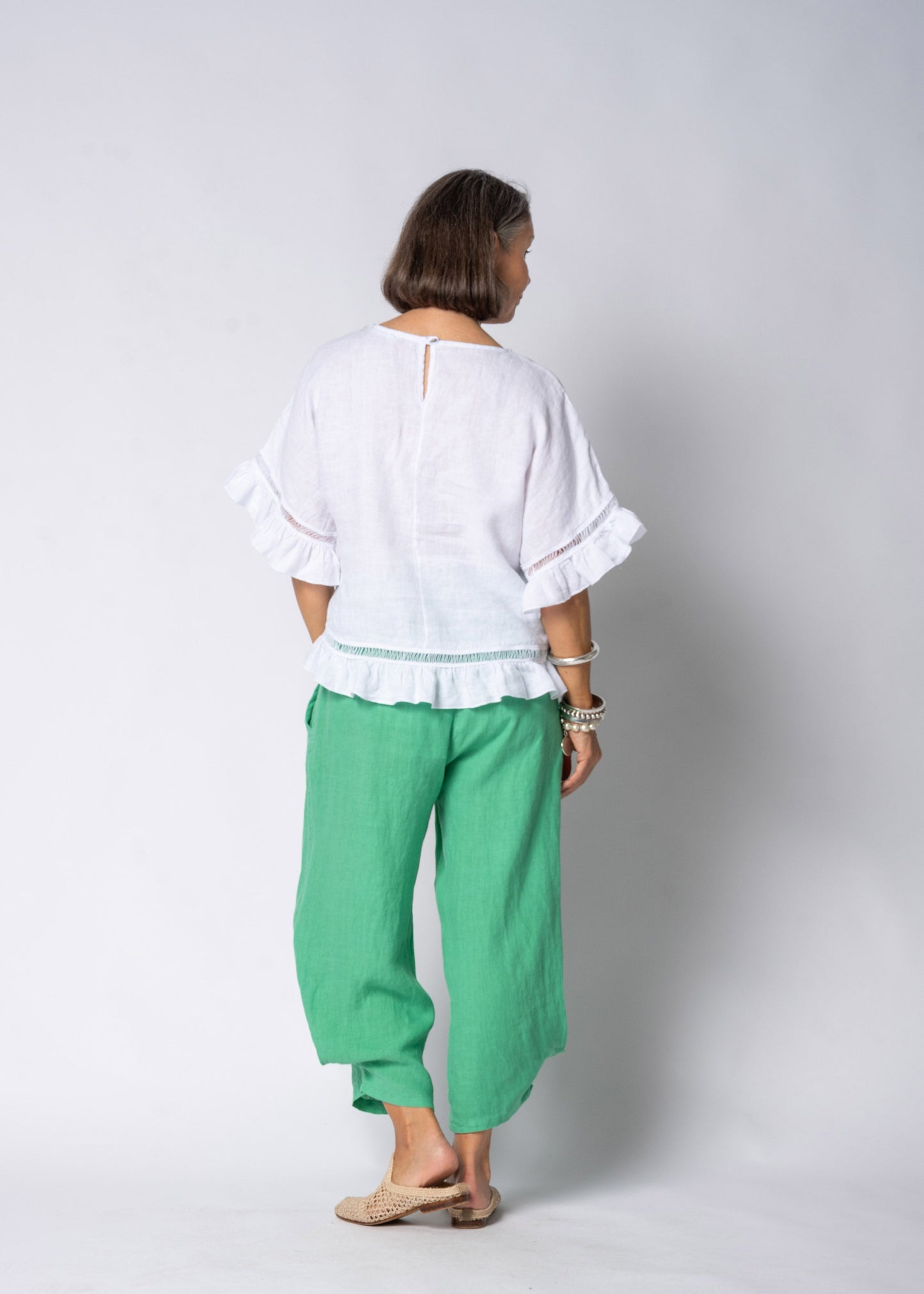 Evania Linen Top in White