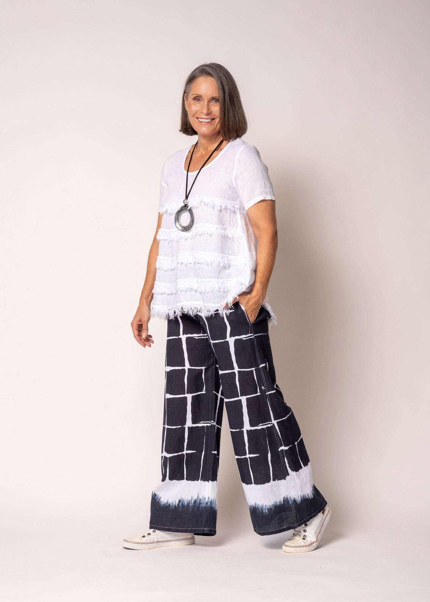 Rayna Linen Pant in Navy