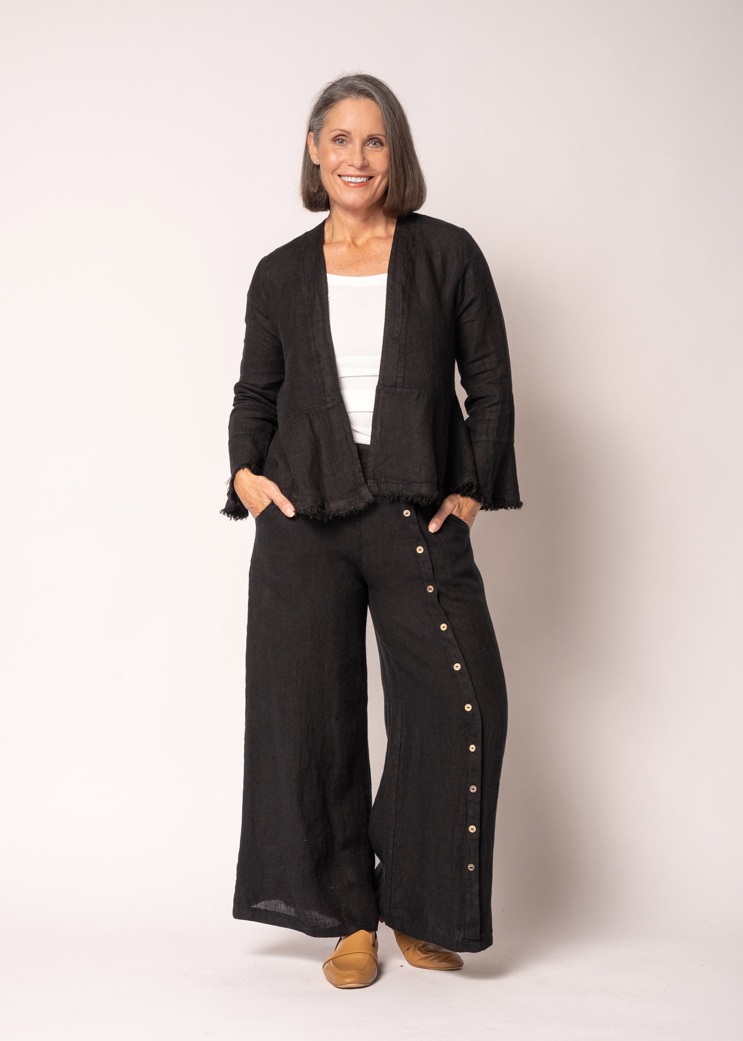 Clair Linen Pants in Onyx