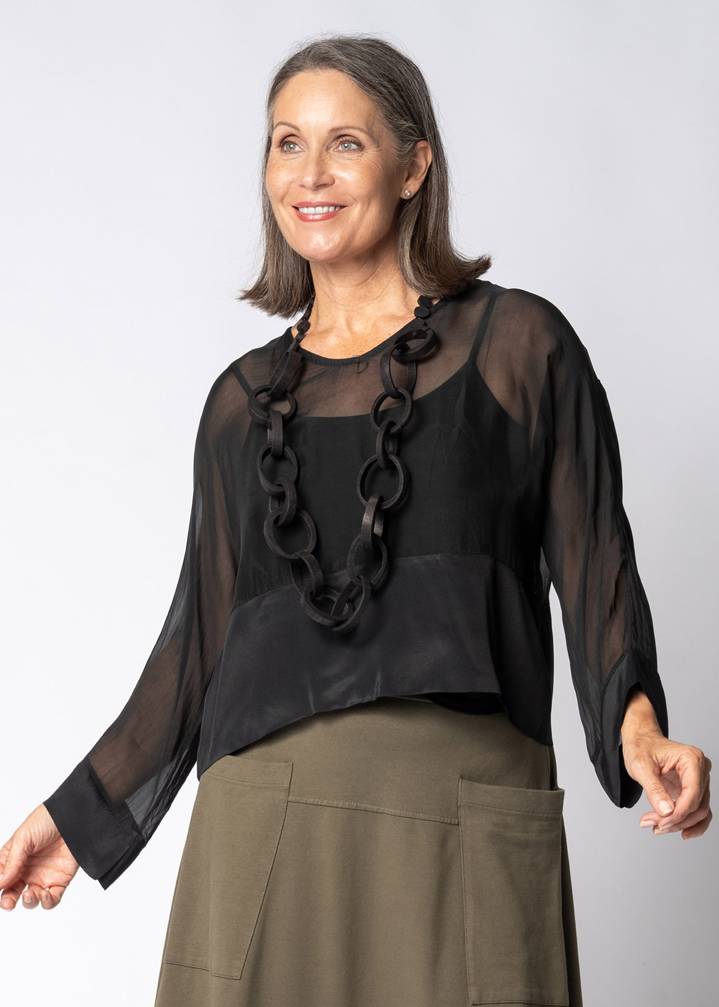 Evora Silk Top in Onyx