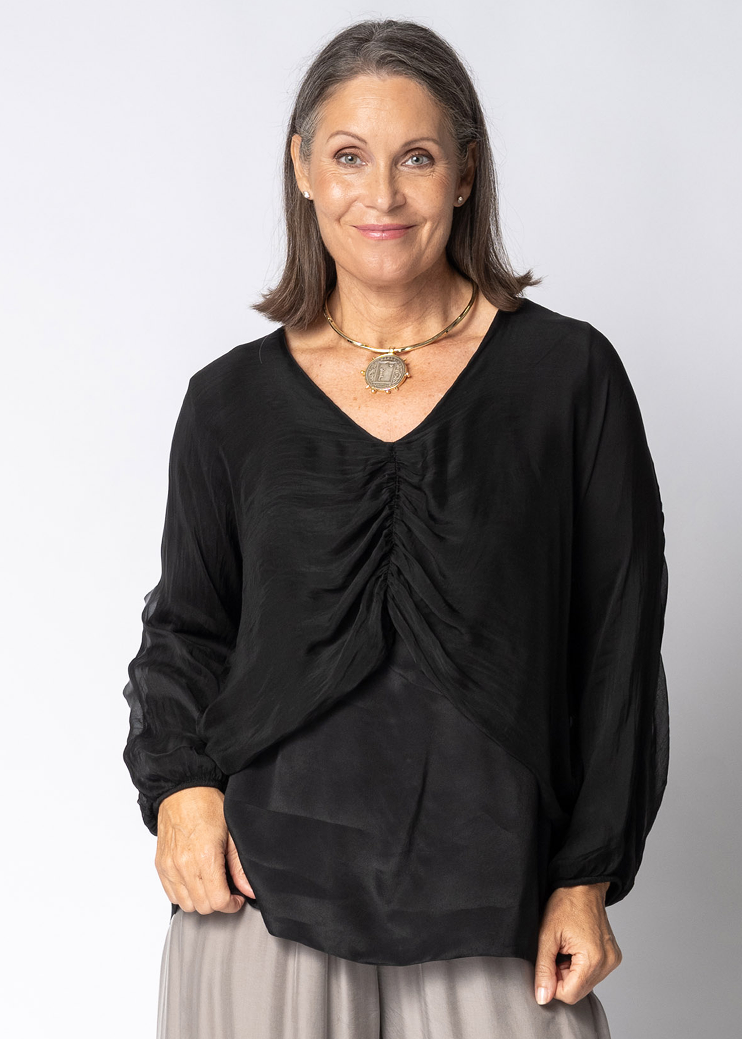 Anara Silk Top in Onyx