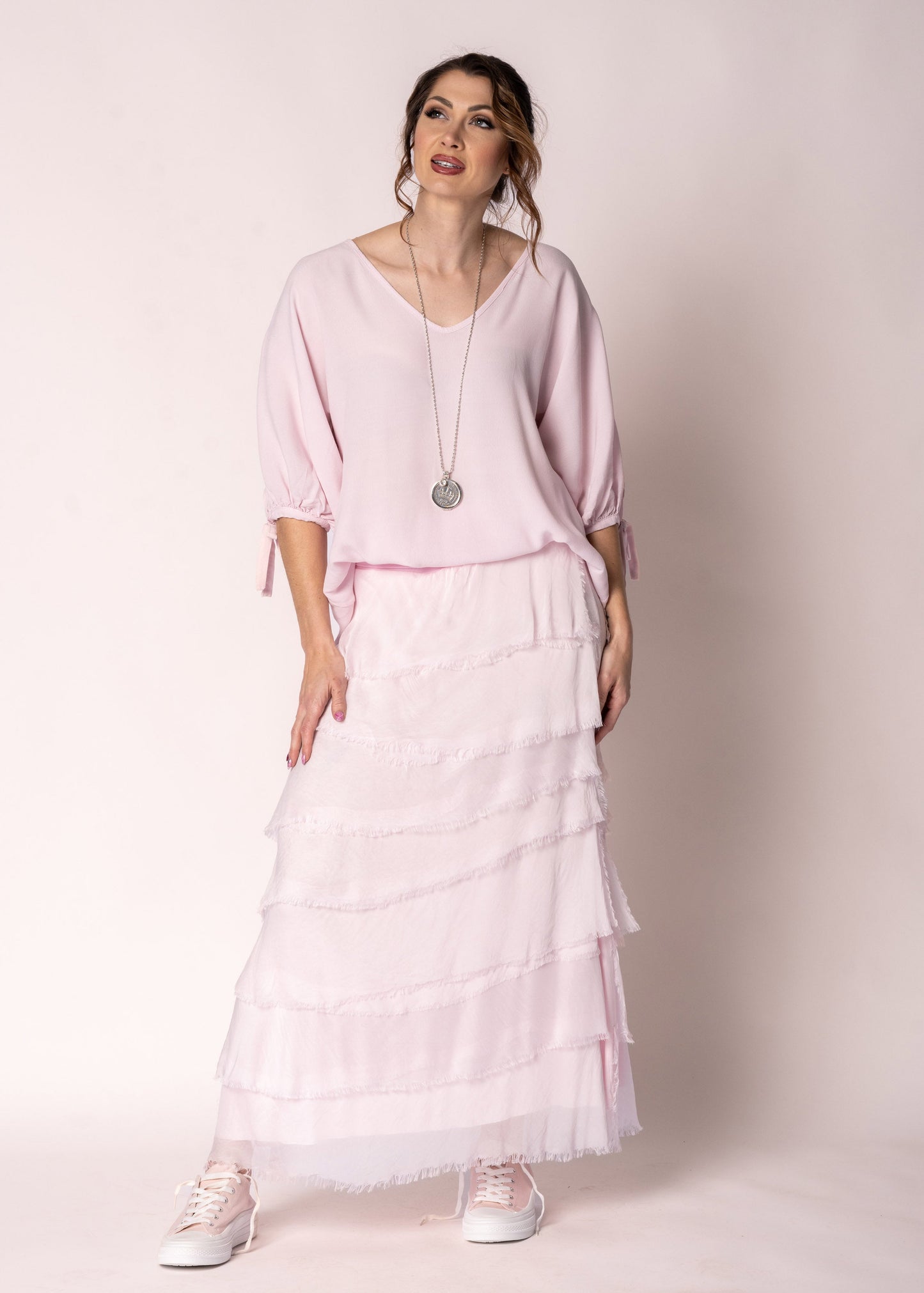 Fifi Silk Skirt in Modena Pink