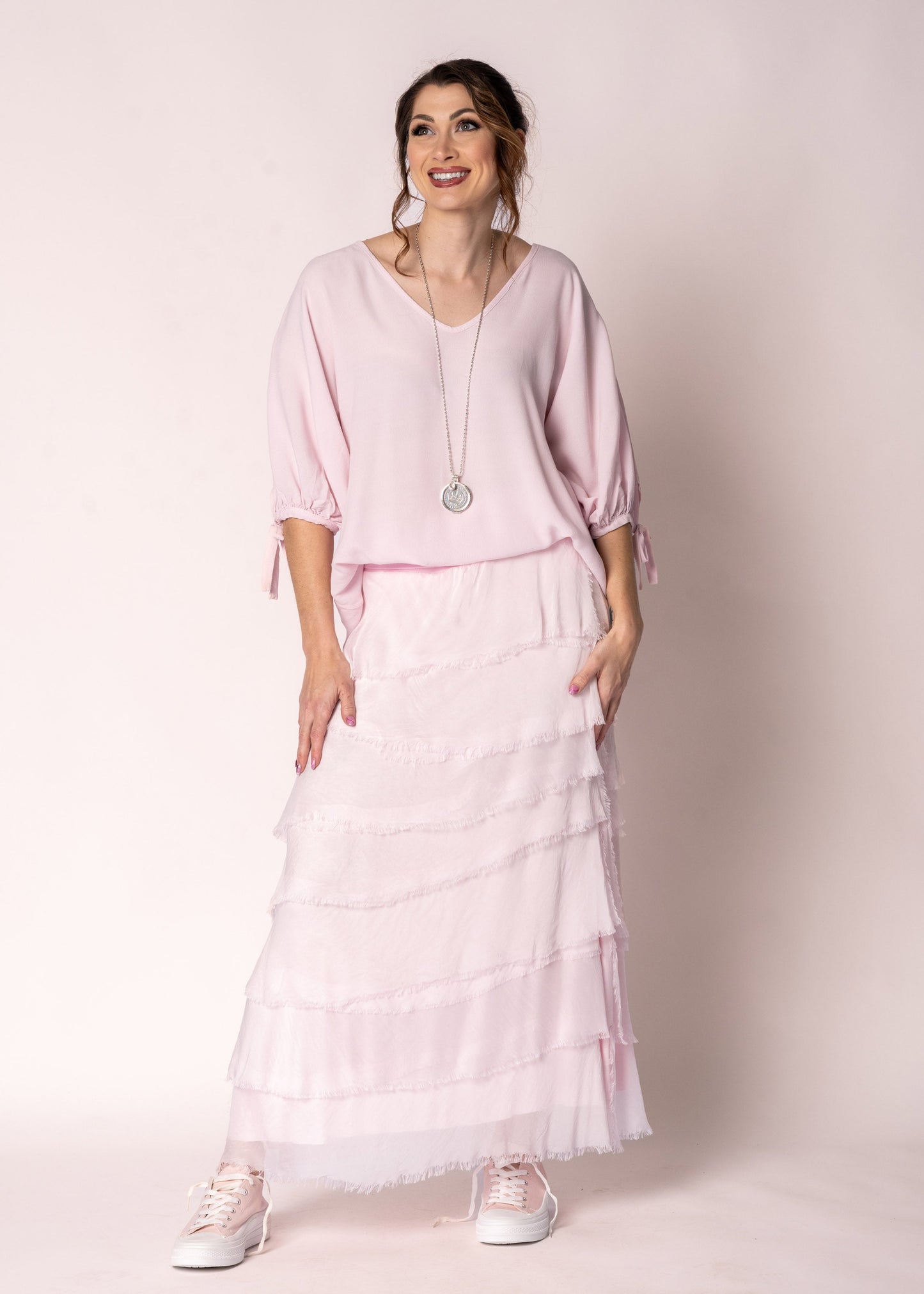 Fifi Silk Skirt in Modena Pink