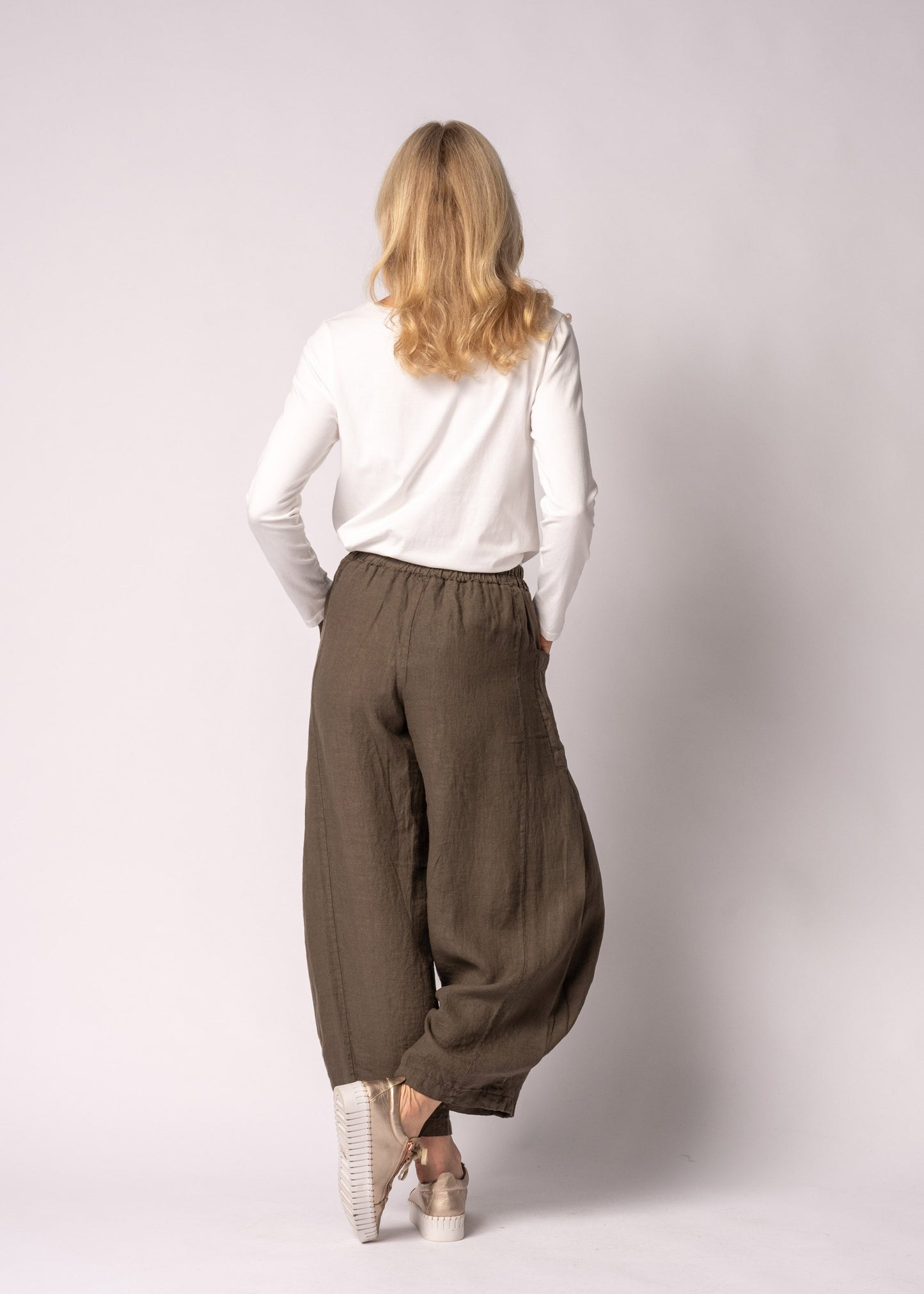 Olenna Linen Pants in Moss Green