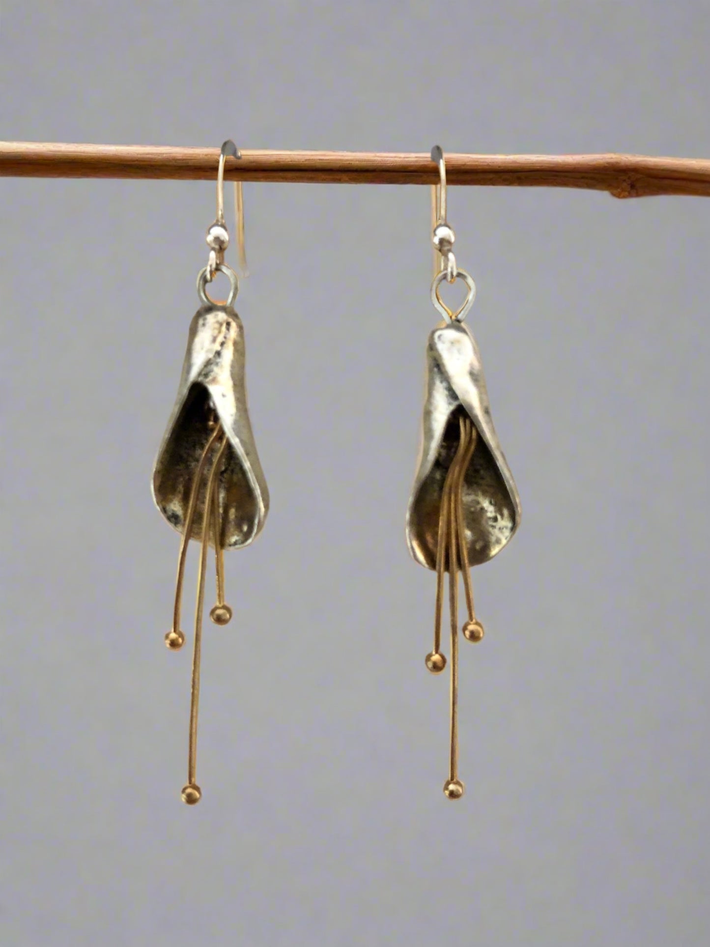 Flower Drop Earrings with Gold Accents - Cheeky Goddess