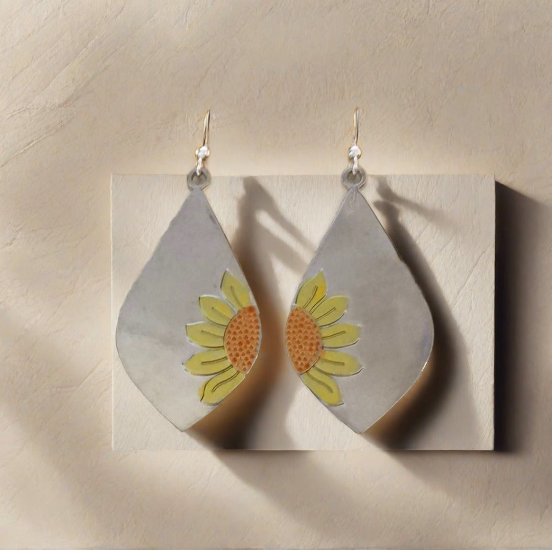 Sunflower Earrings with Yellow and Orange Accents - Cheeky Goddess