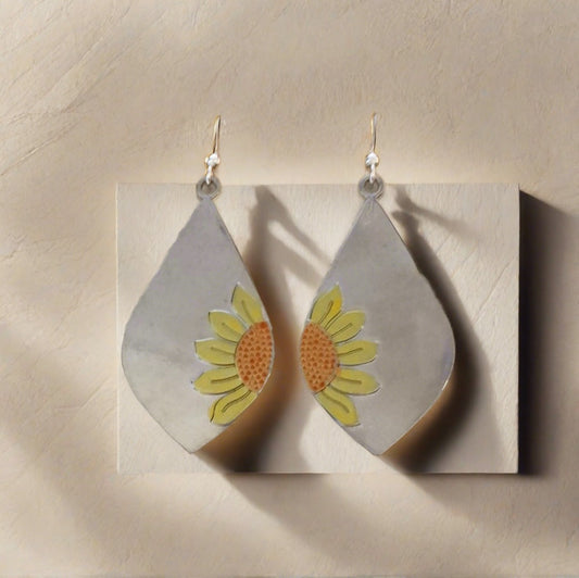 Sunflower Earrings with Yellow and Orange Accents - Cheeky Goddess