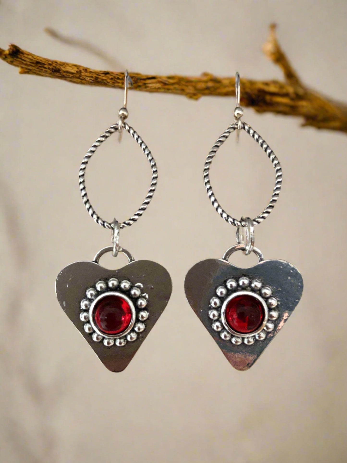 Heart Earrings with Red Accent - Cheeky Goddess