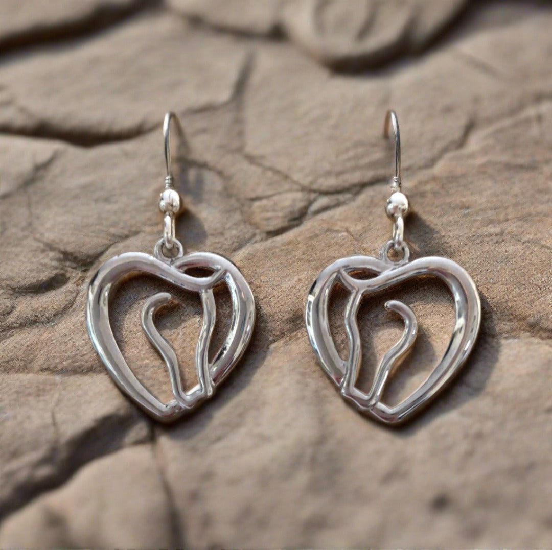 Horse Head Heart Earrings - Cheeky Goddess