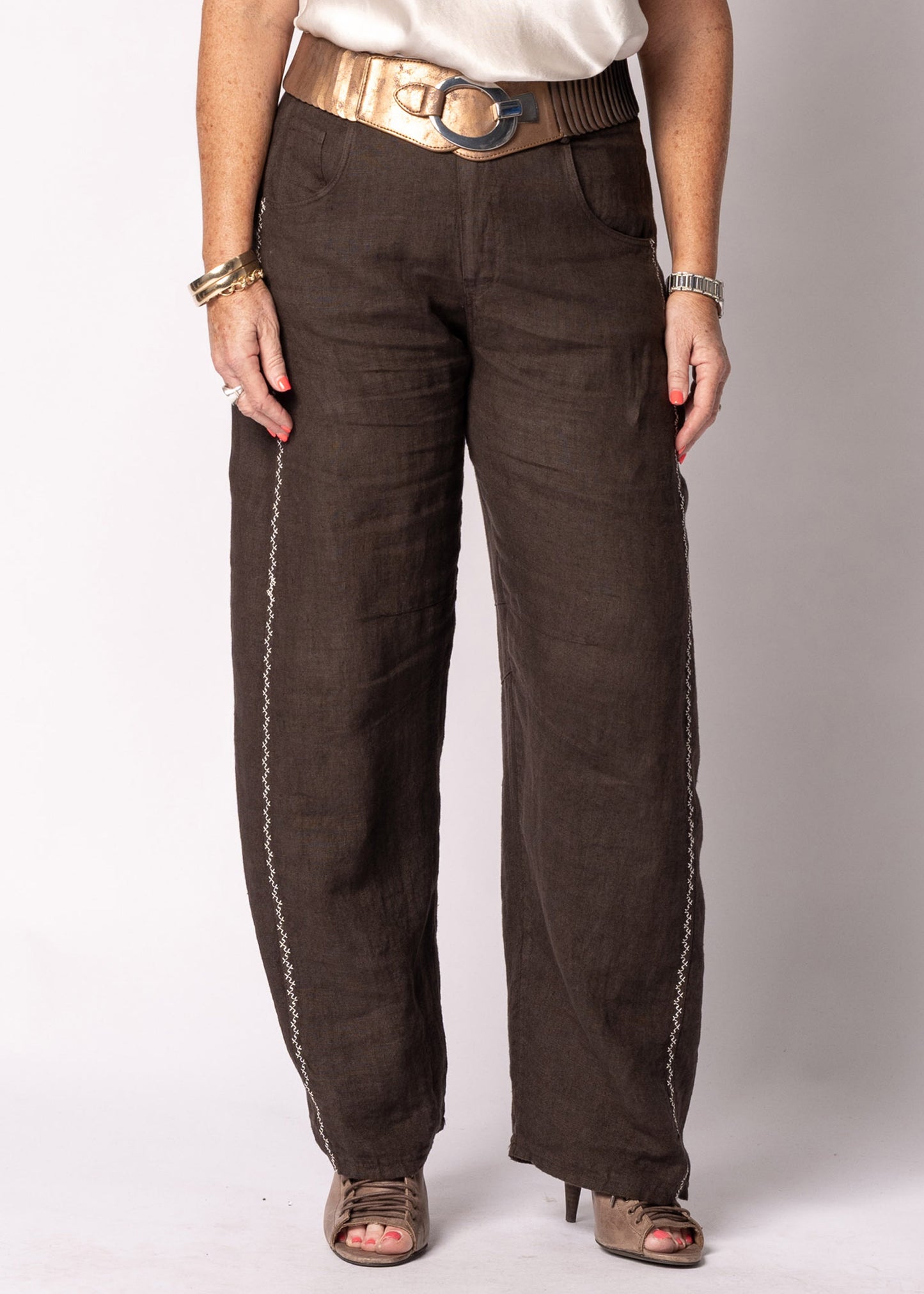 Wendy Linen Pants in Chocolate Truffle