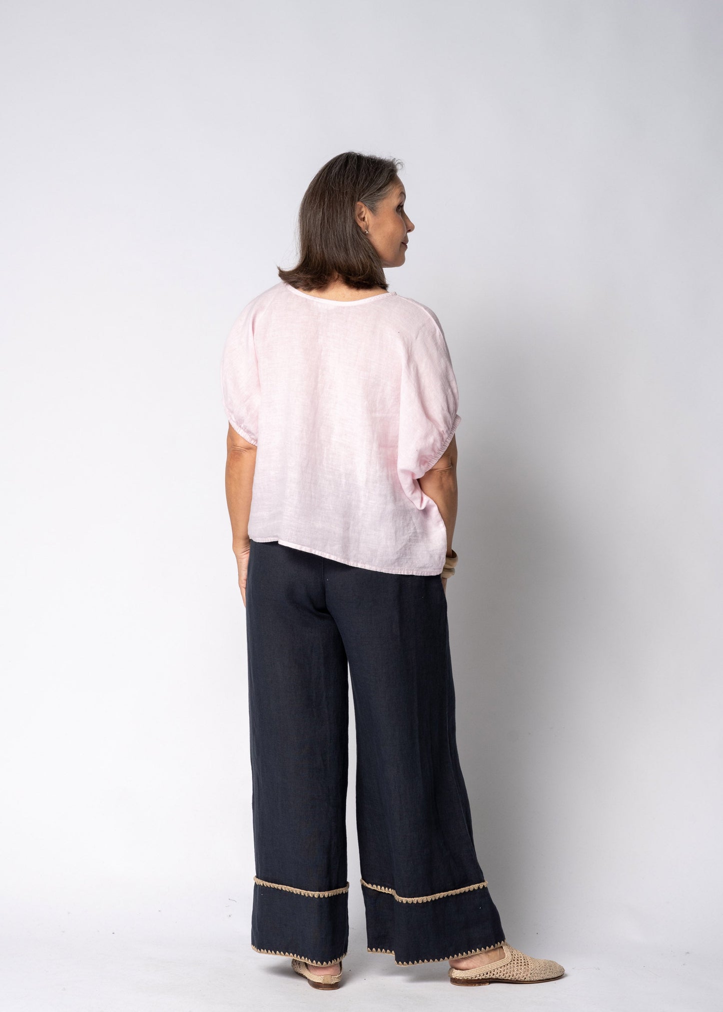 Solene Linen Top in Modena Pink