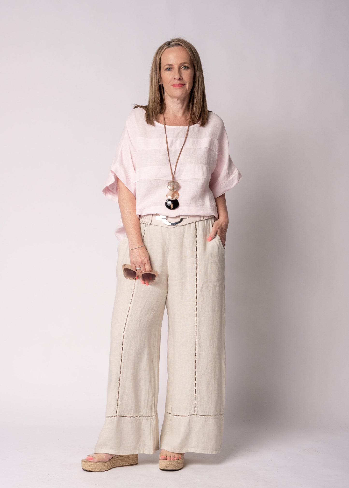 Korra Linen Top in Modena Pink